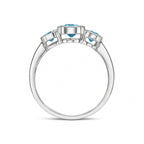 9ct White Gold Octagon Swiss Blue Topaz Rubover Set 3 Stone Ring - view 2