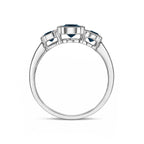 9ct White Gold Octagon London Blue Topaz Rubover Set 3 Stone Ring - view 2