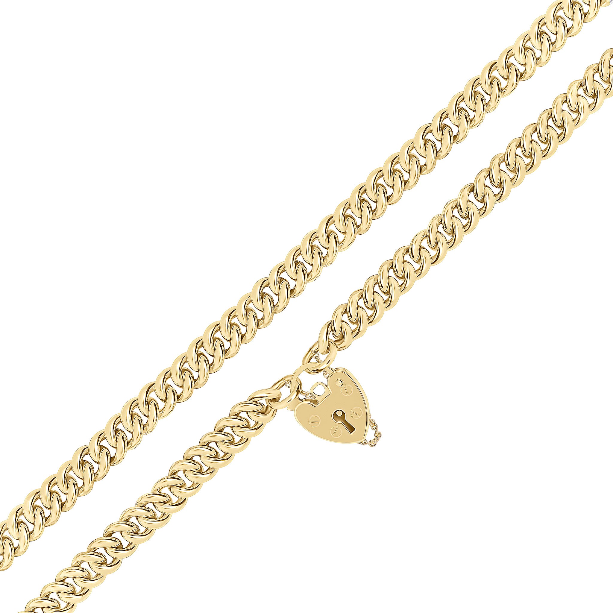 9ct Yellow Gold 7.5mm Curb Padlock 7.5