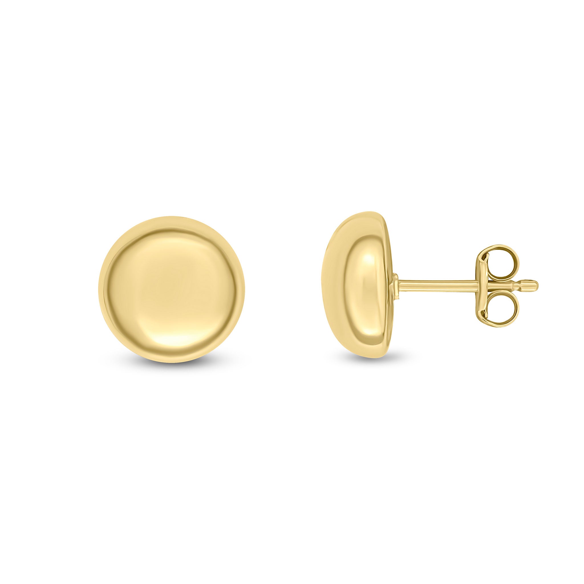 18ct Yellow Gold 10mm Polished Button Studs