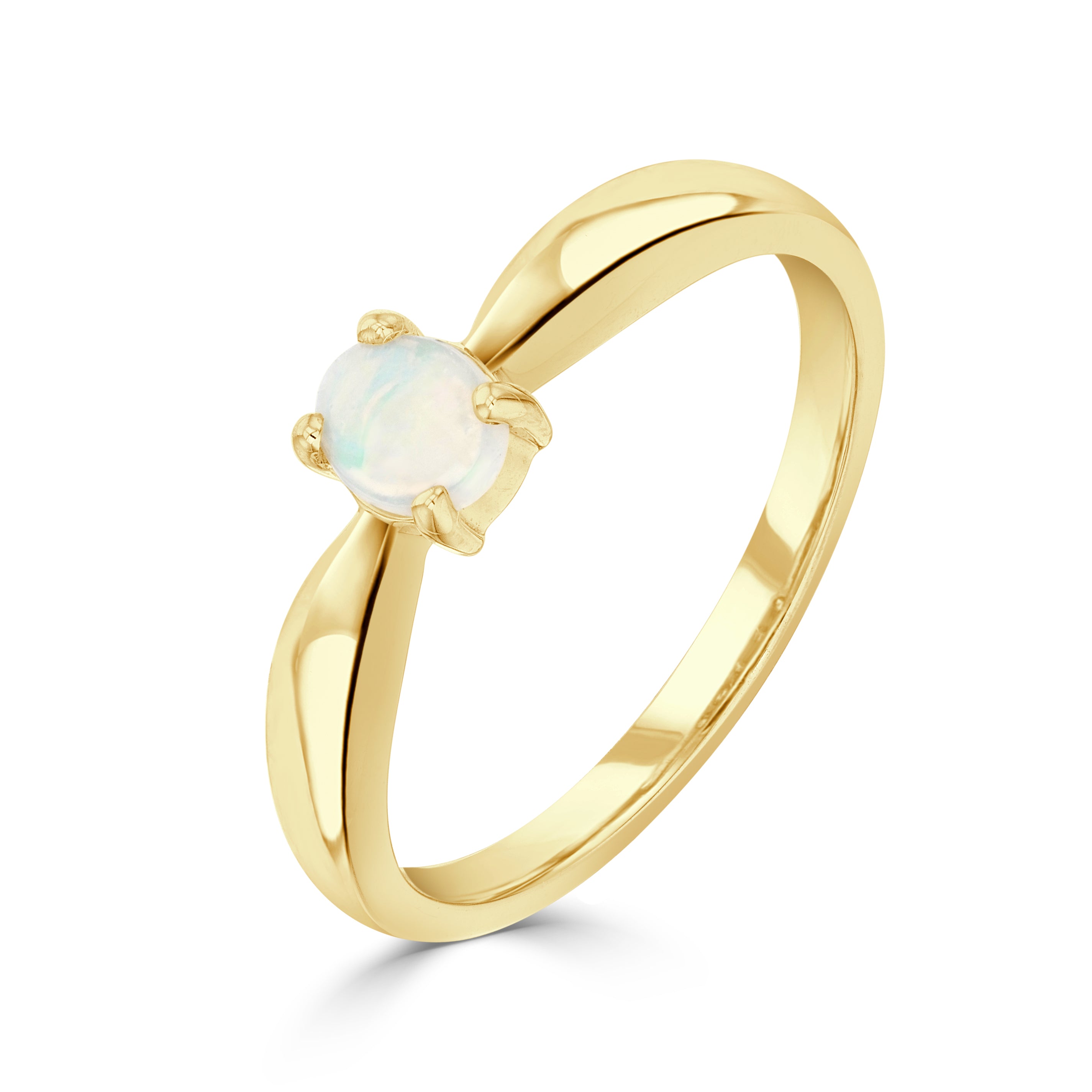 9ct Yellow Gold 5x4mm Oval Opal 4 Claw Single Stone Ring