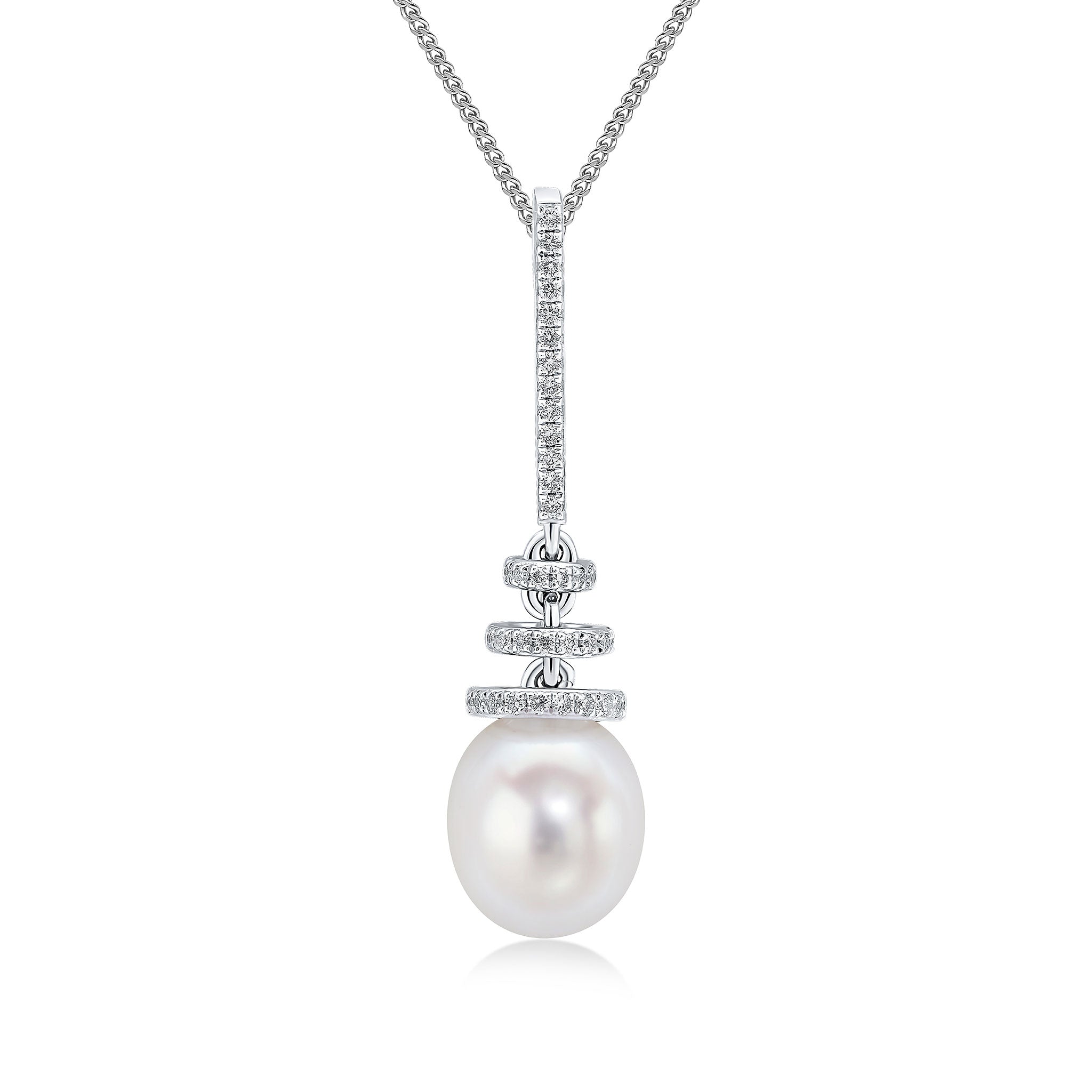 18wg Fw Pearl & Diamond Drop Pend