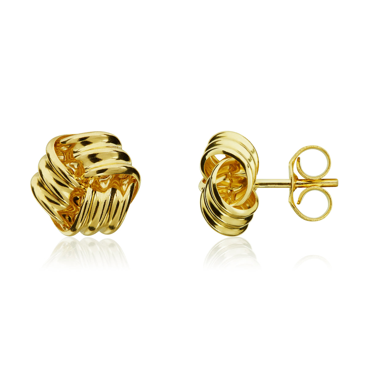 9ct Yellow Gold Ribbed Knot Stud Earrings