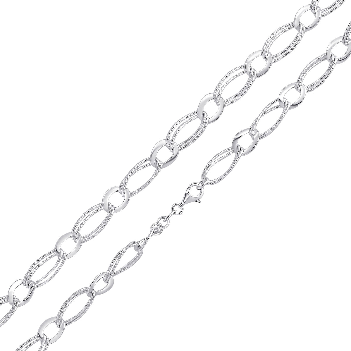 Silver 9mm Wide Double Oval 1