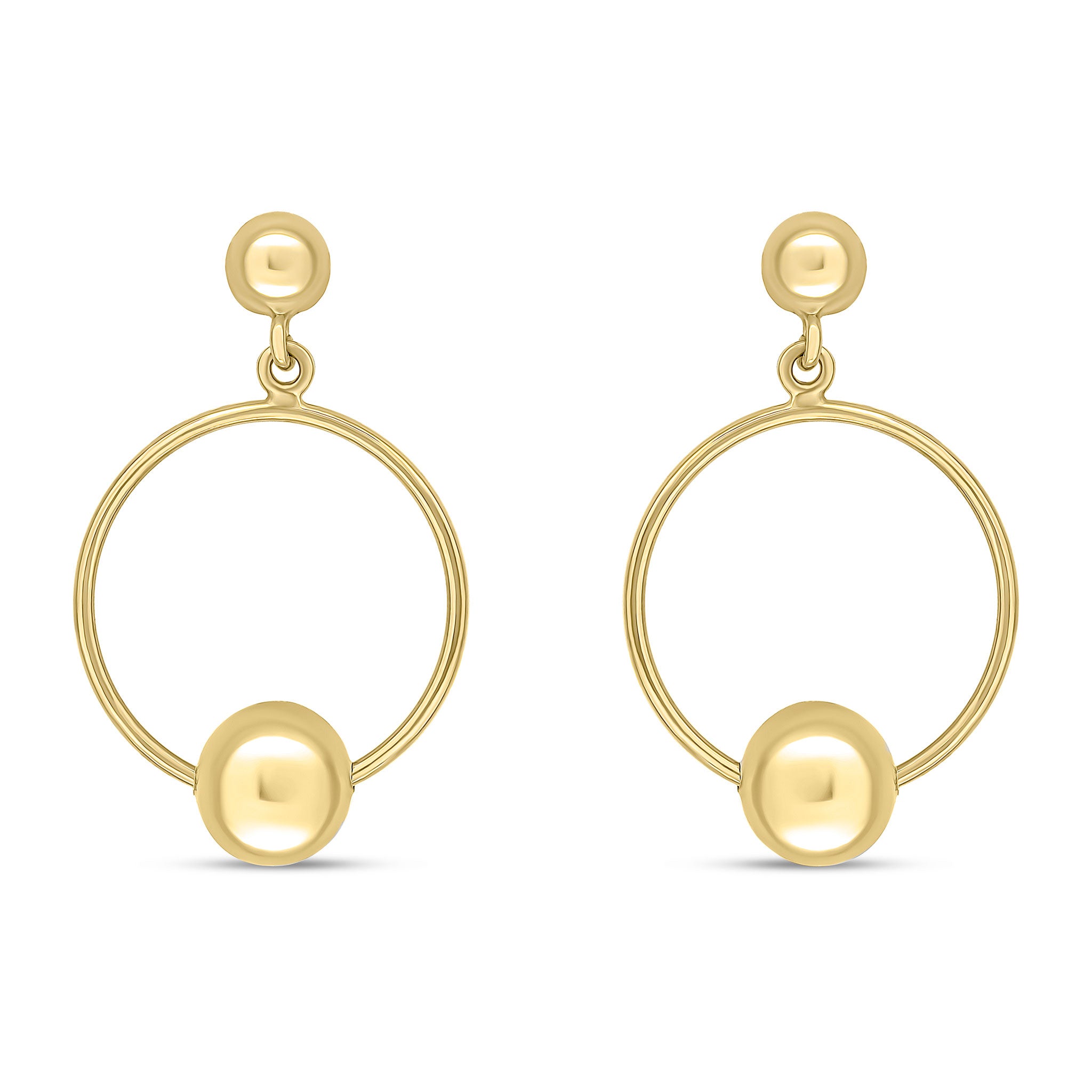 9ct Yellow Gold Ring & Polished Ball Drop Earrings