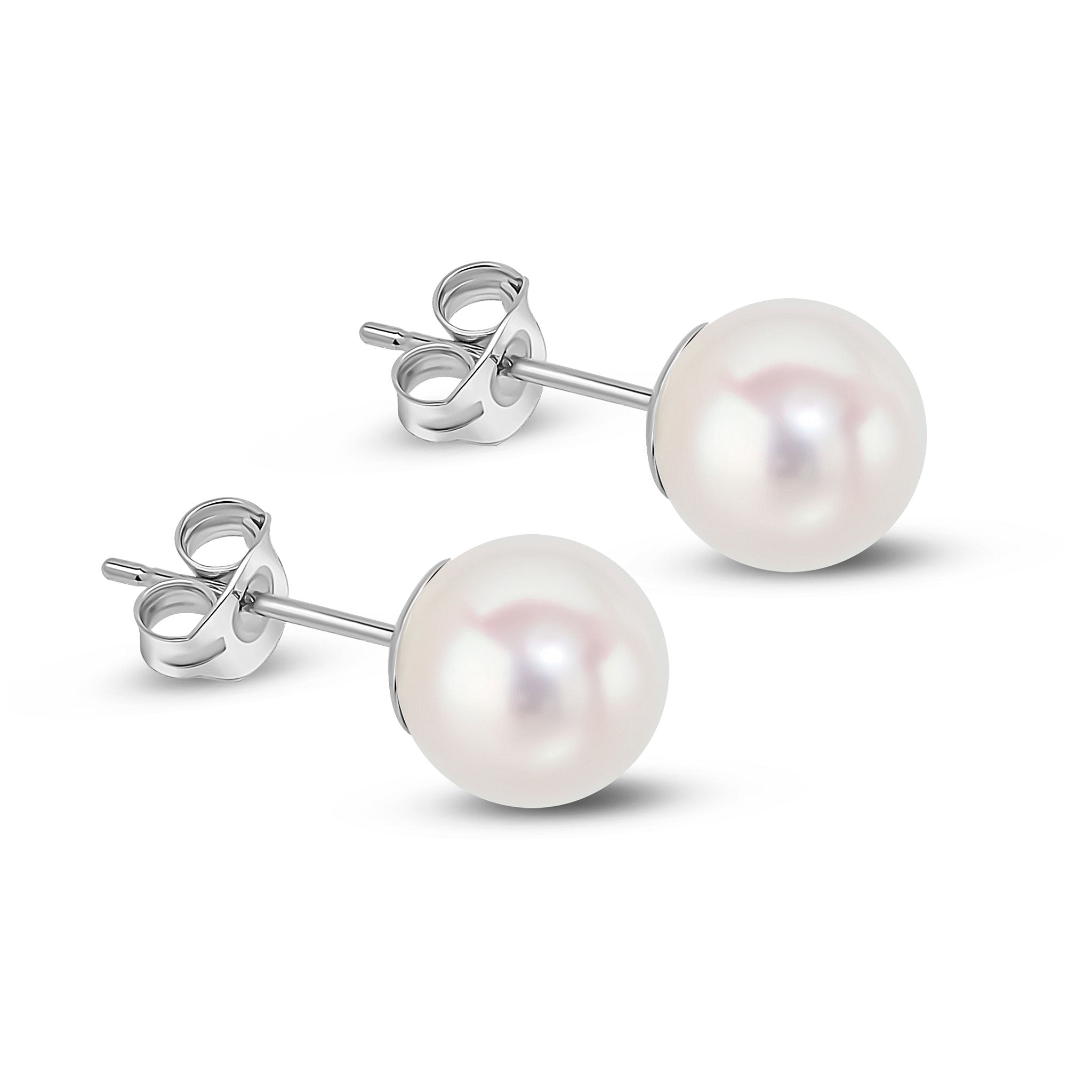 18wg 7-7.5mm Akoya Pearl Stud Earrings