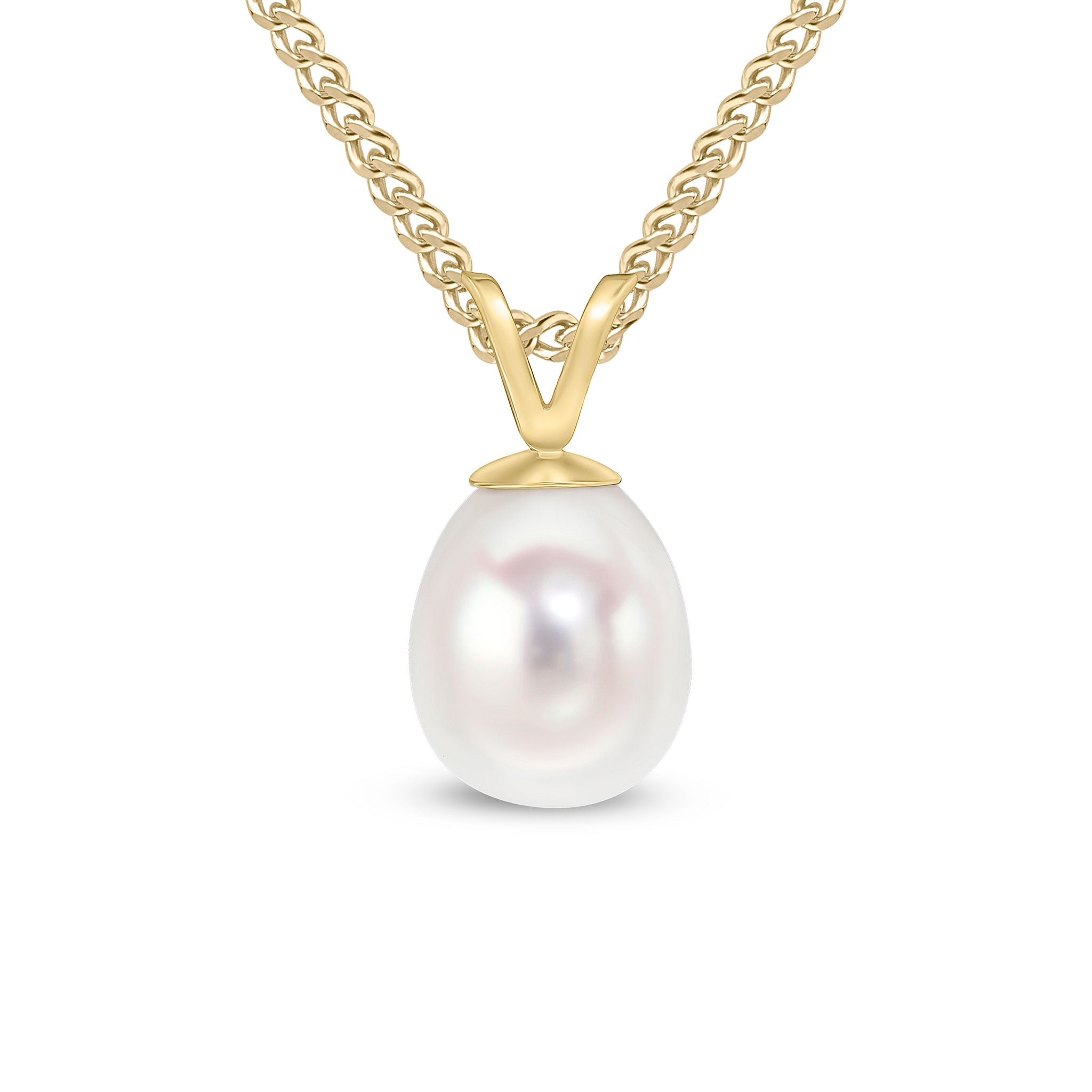 9ct yellow gold 7mm freshwater pearl Drop pendant