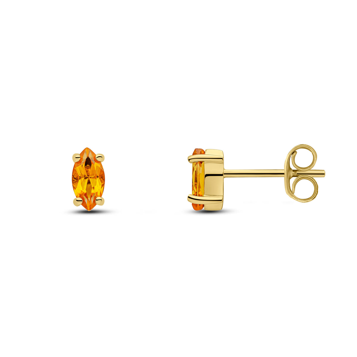 9ct Yellow Gold 6x3mm Marquise Citrine Claw Earrings