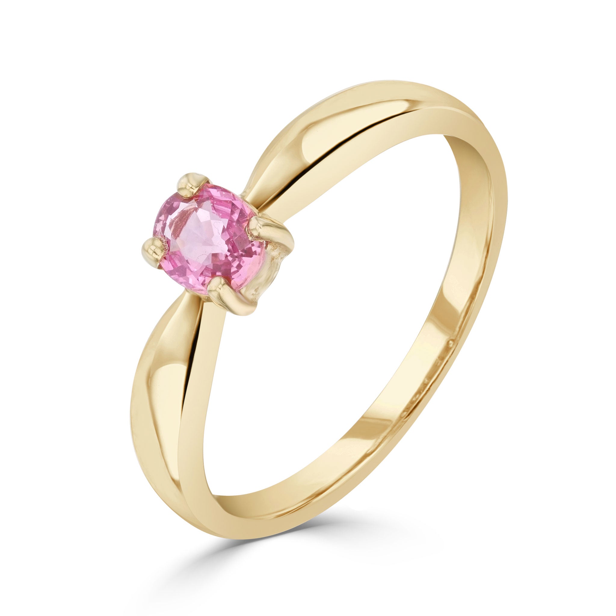 9ct Yellow Gold 5x4mm Oval Pink Sapphire 4 Claw Single Stone Ring