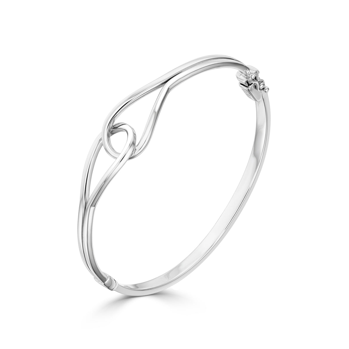 9ct White Gold Stirrup Hollow Style Bangle