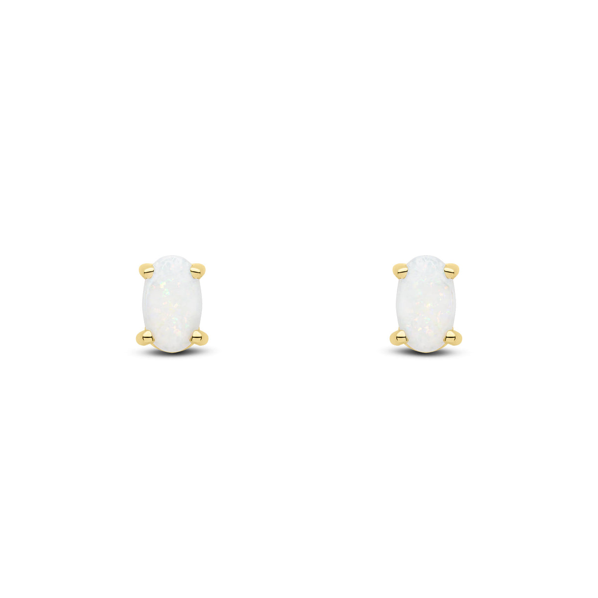 9ct Yellow Gold 5x3 Oval Opal Claw Set Earrings