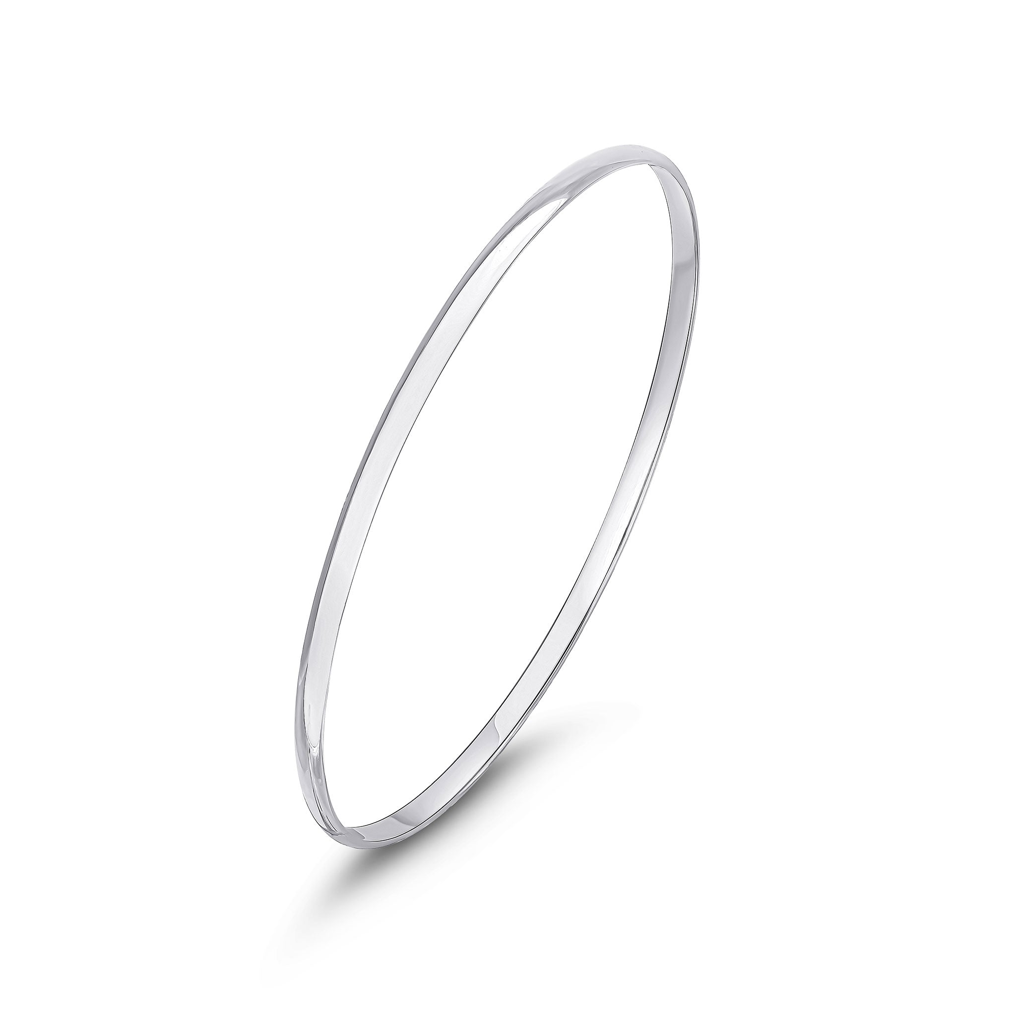 9ct White Gold D Shape Slave Bangle 3mm