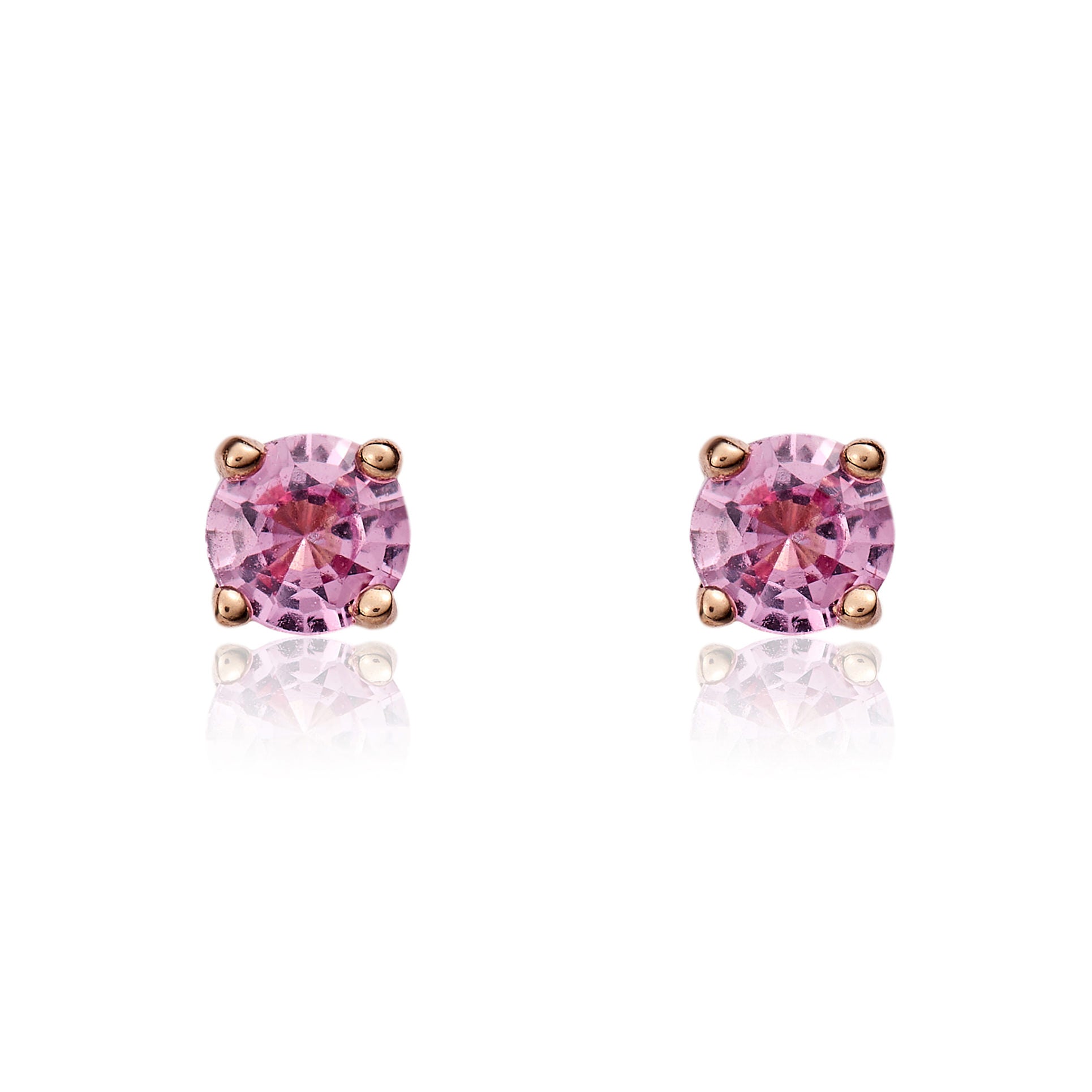 9ct Rose Gold 4mm Round Pink Sapphire 4 Claw Earrings Stone Shortage So Can't Order