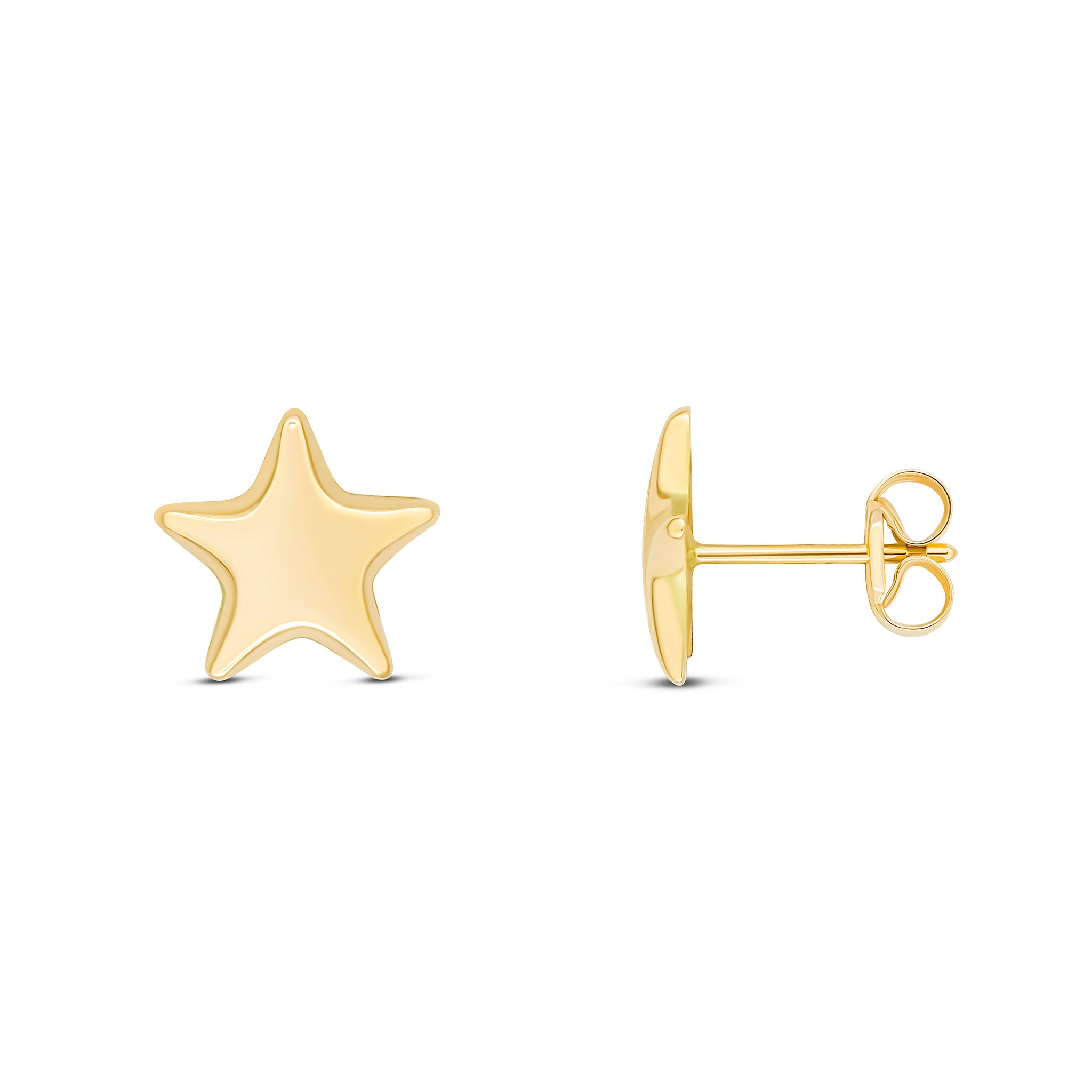 9ct Yellow Gold Polished Finish 9mm Star Stud Earrings