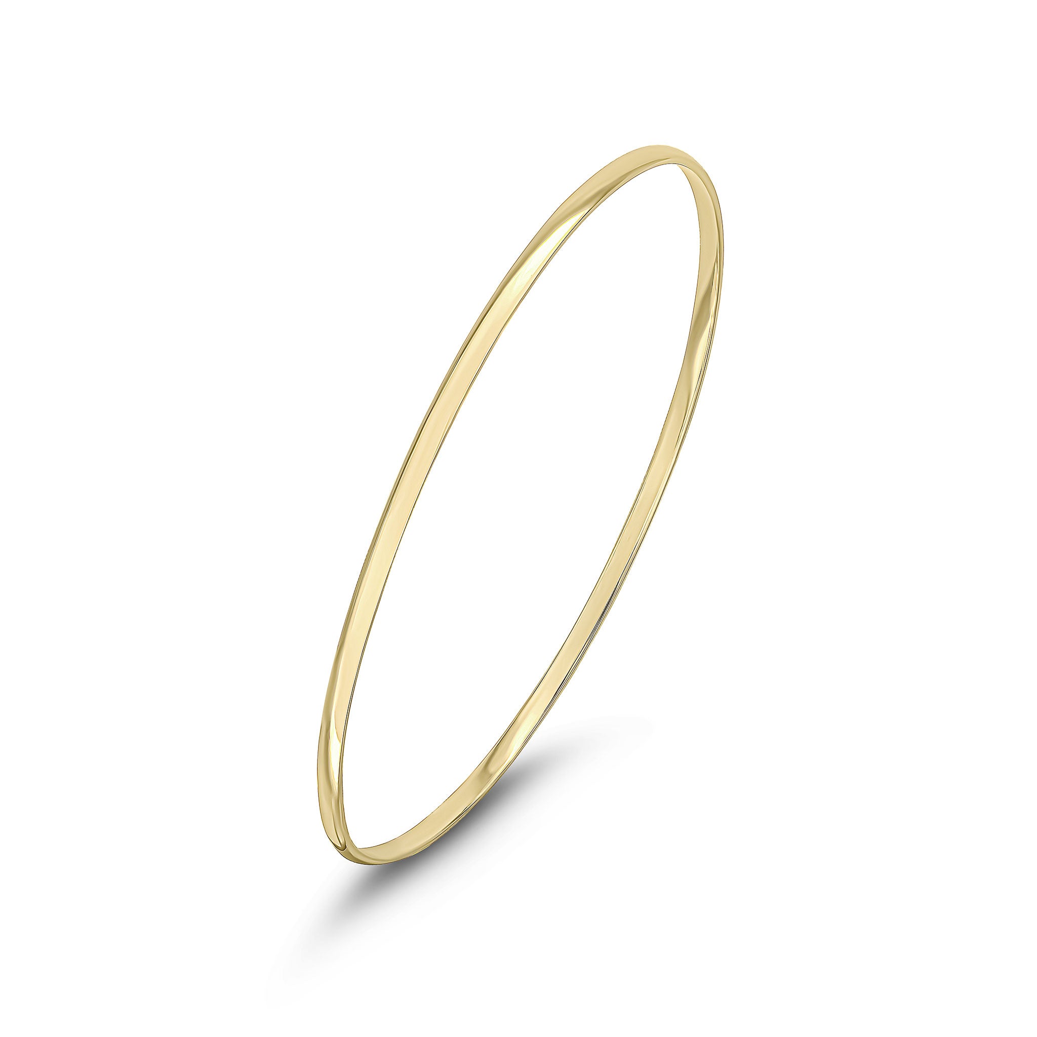 9ct Yellow Gold 2.5mm D-Shape Solid Slave Bangle 70x57mm