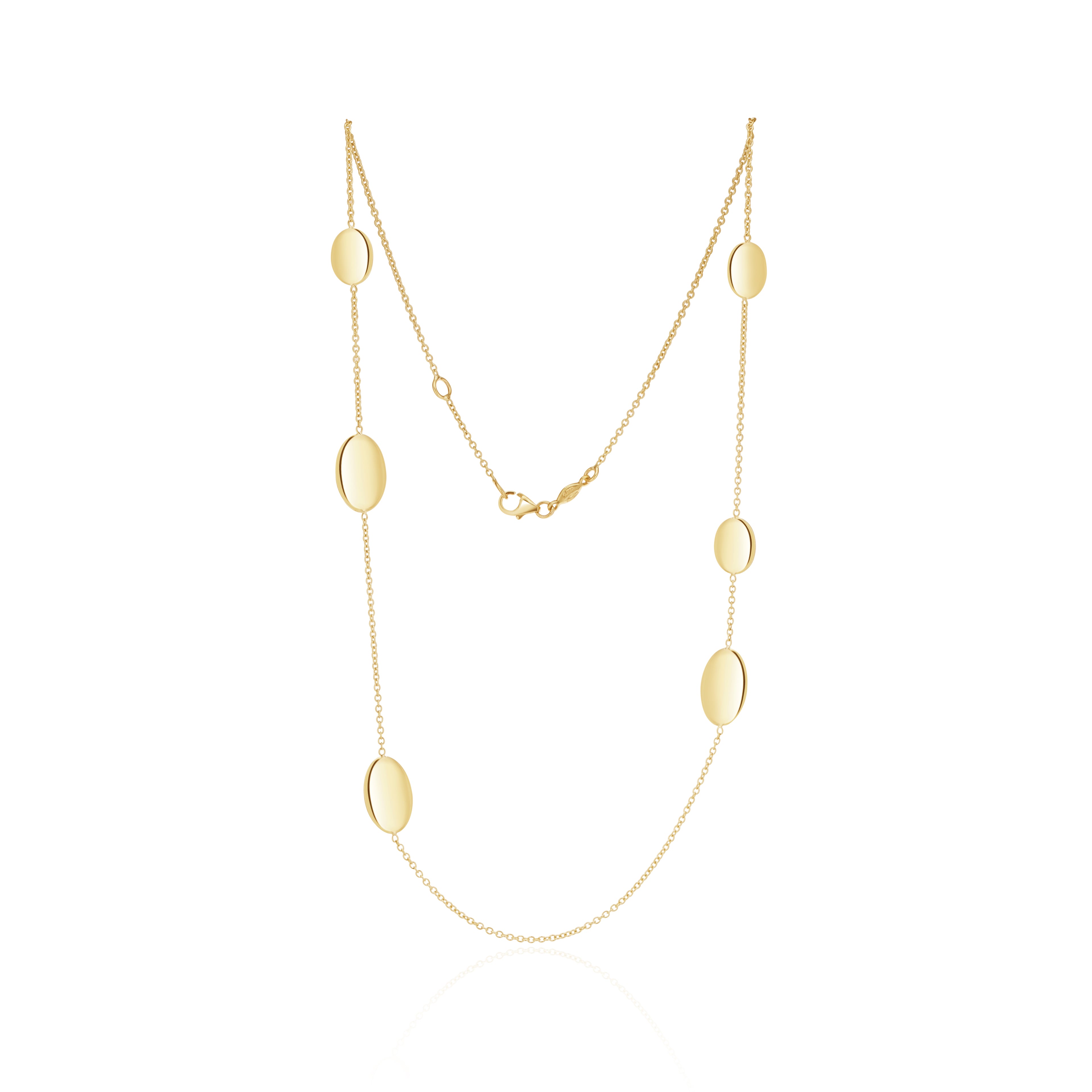 9ct Yellow Gold Flat Oval & Chain Necklace 18"