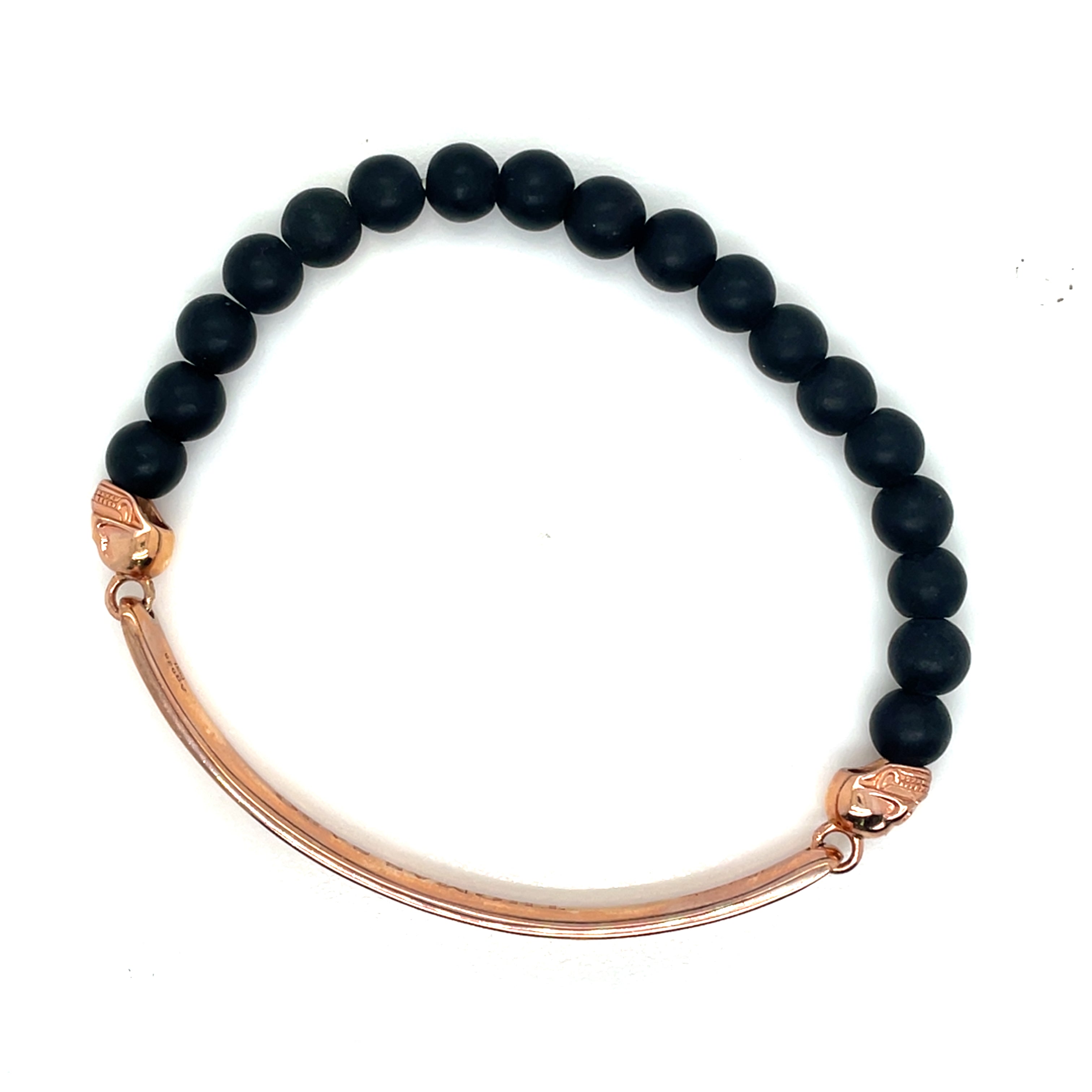 Thomas Sabo Rose Gold Plated Black Beaded Love Bridge Bracelet