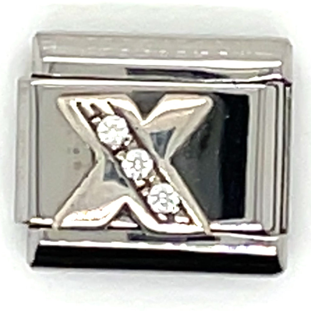 Nomination 'Silver Shine' Cubic Zirconia Classic Letter ‘X’ Link