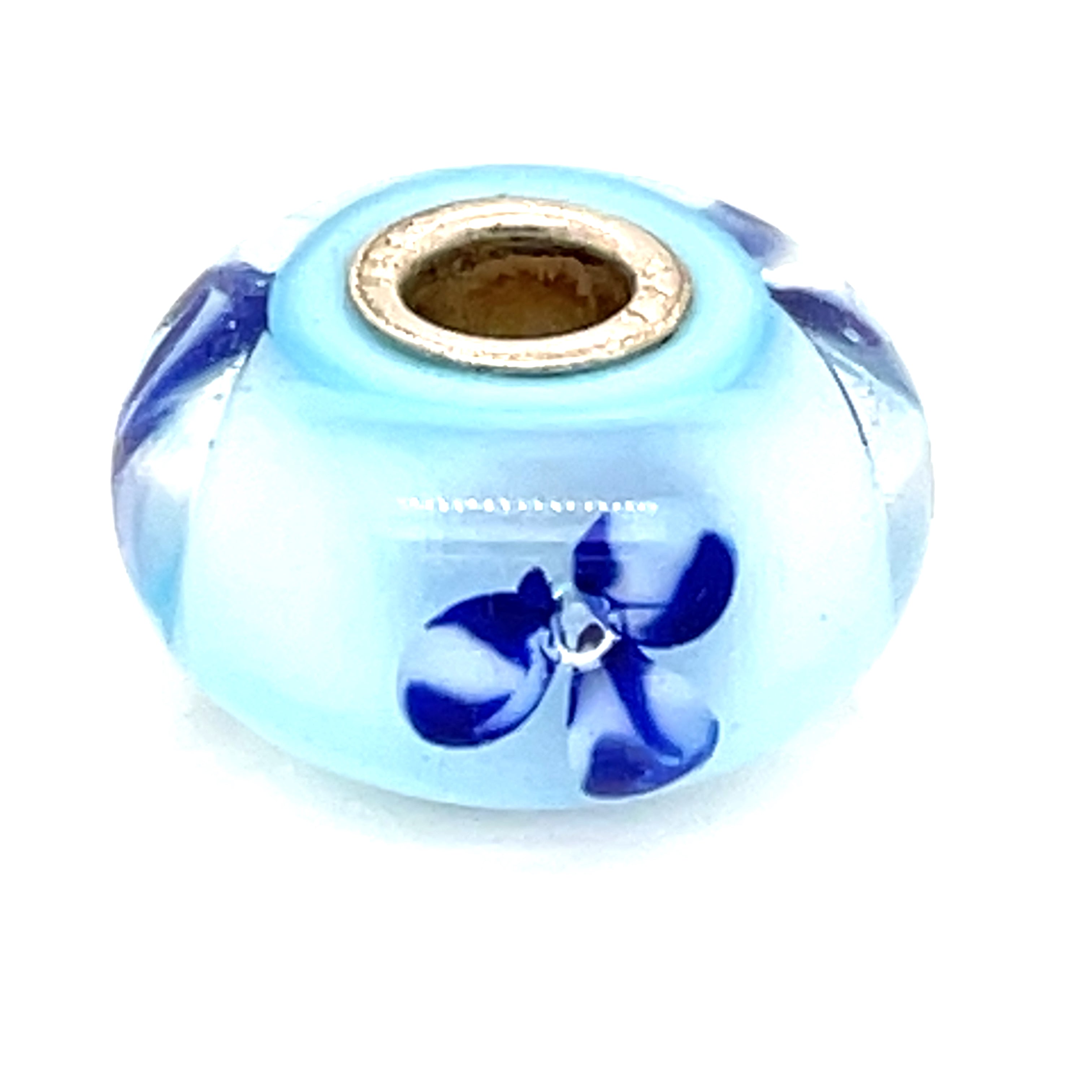 Trollbead Light Blue Flower Glass Bead