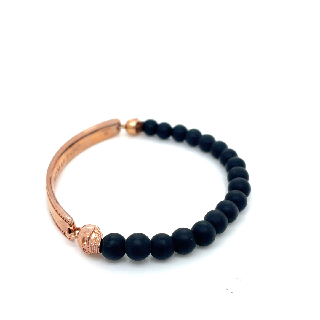 Thomas Sabo Rose Gold Plated Black Beaded Love Bridge Bracelet