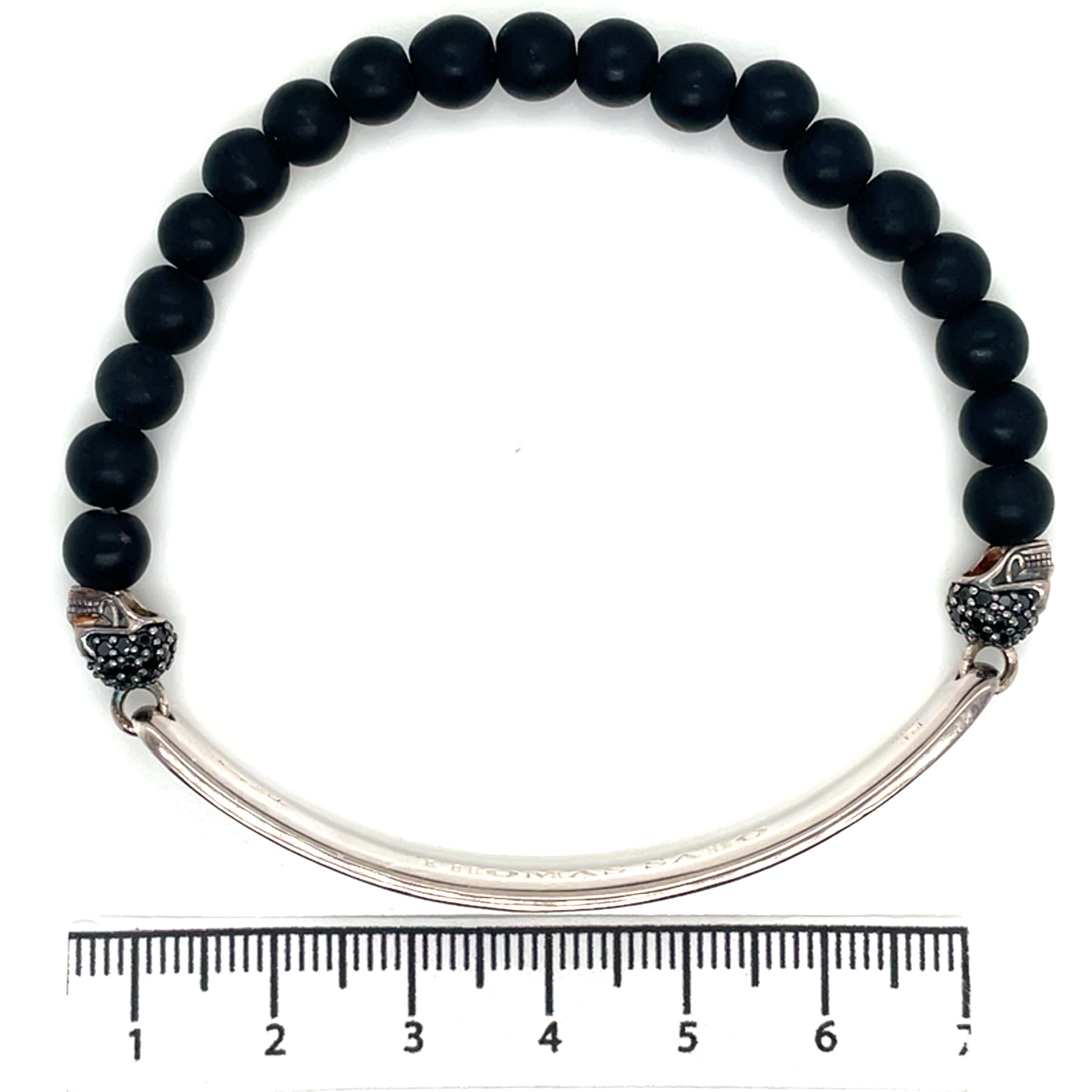 Thomas Sabo Unisex Silver Love Bridge Skull, Black Cubic Zirconia Bracelet