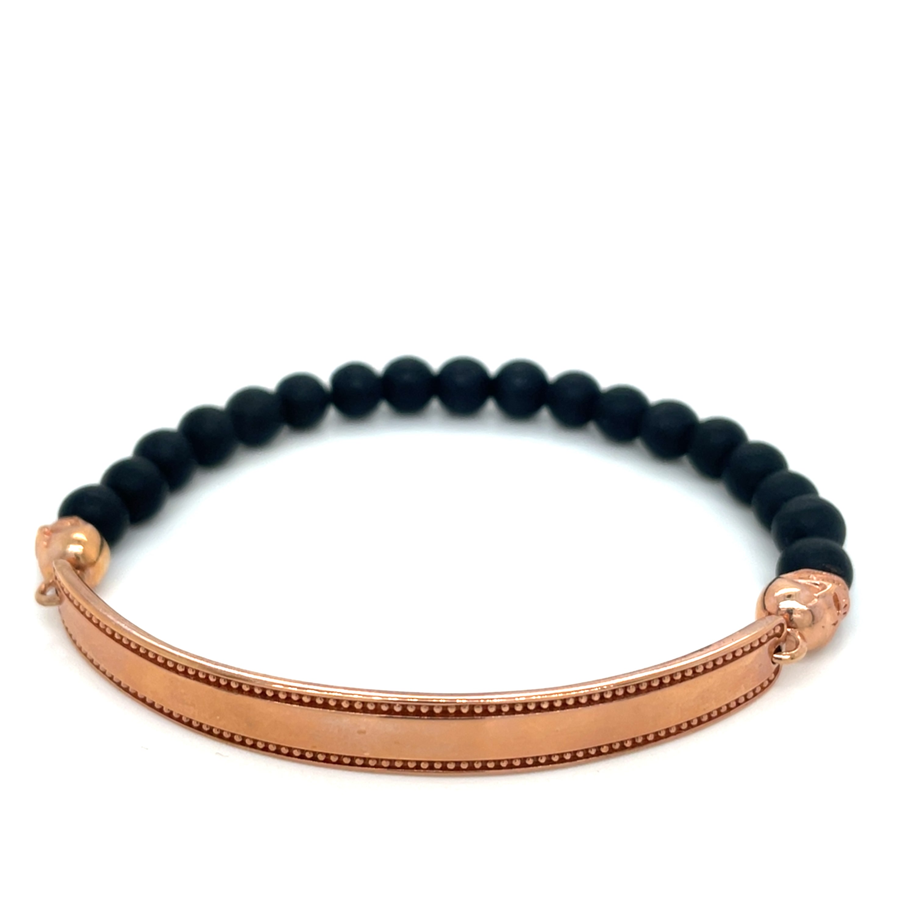 Thomas Sabo Rose Gold Plated Black Beaded Love Bridge Bracelet