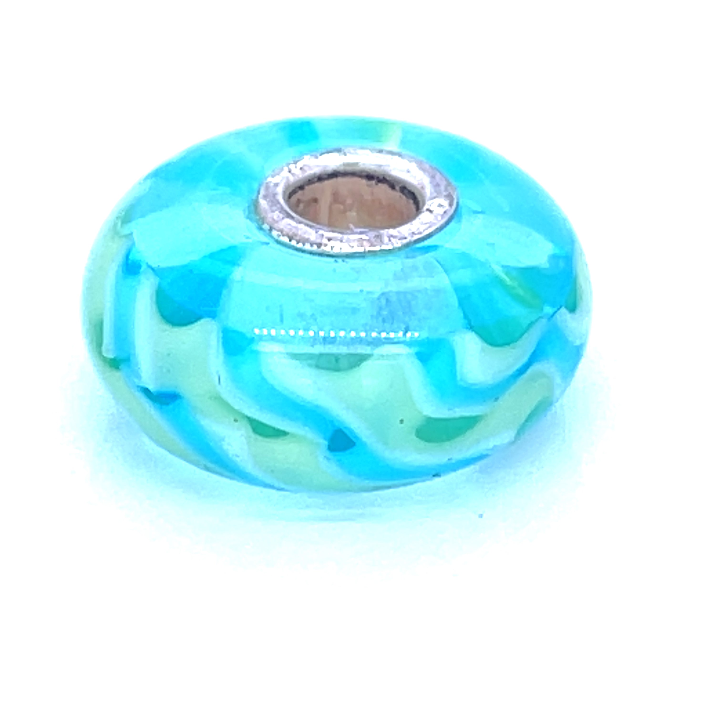 Trollbead Light Blue Braid Glass Bead