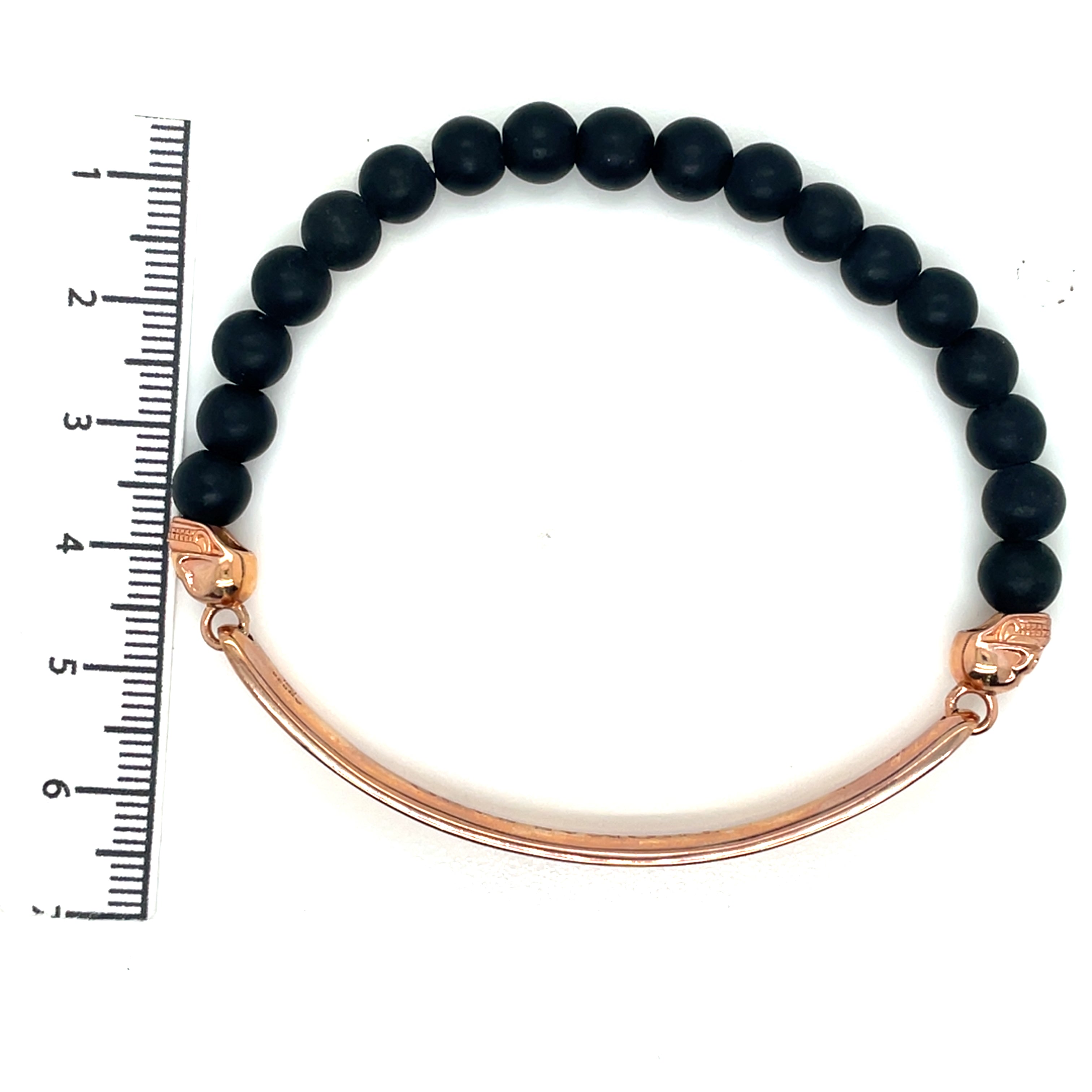Thomas Sabo Rose Gold Plated Black Beaded Love Bridge Bracelet