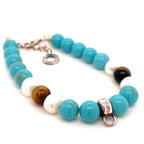 Thomas Sabo Charm Club Turquoise-Coloured Bead, Tigers Eye, and White Bead Bracelet