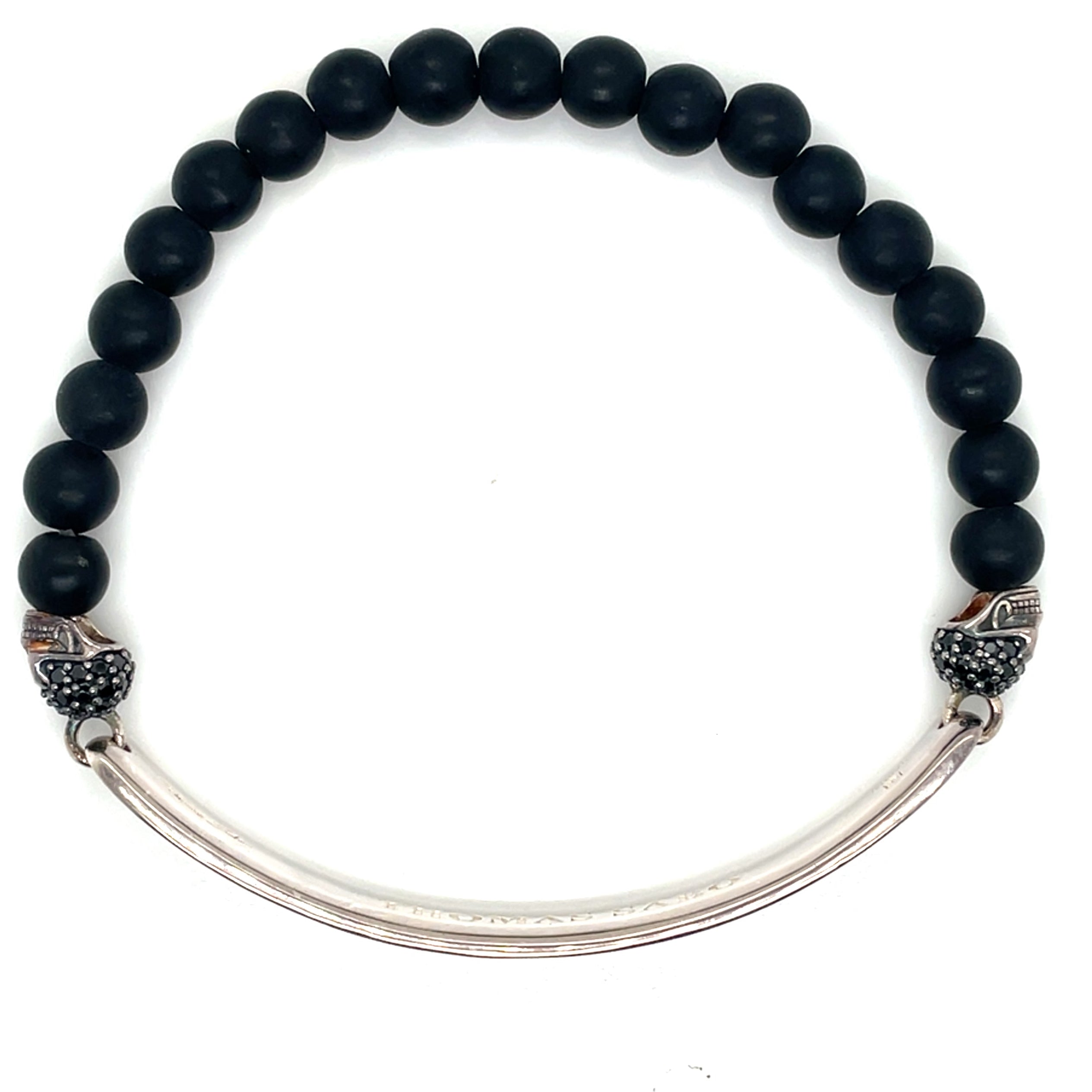 Thomas Sabo Unisex Silver Love Bridge Skull, Black Cubic Zirconia Bracelet