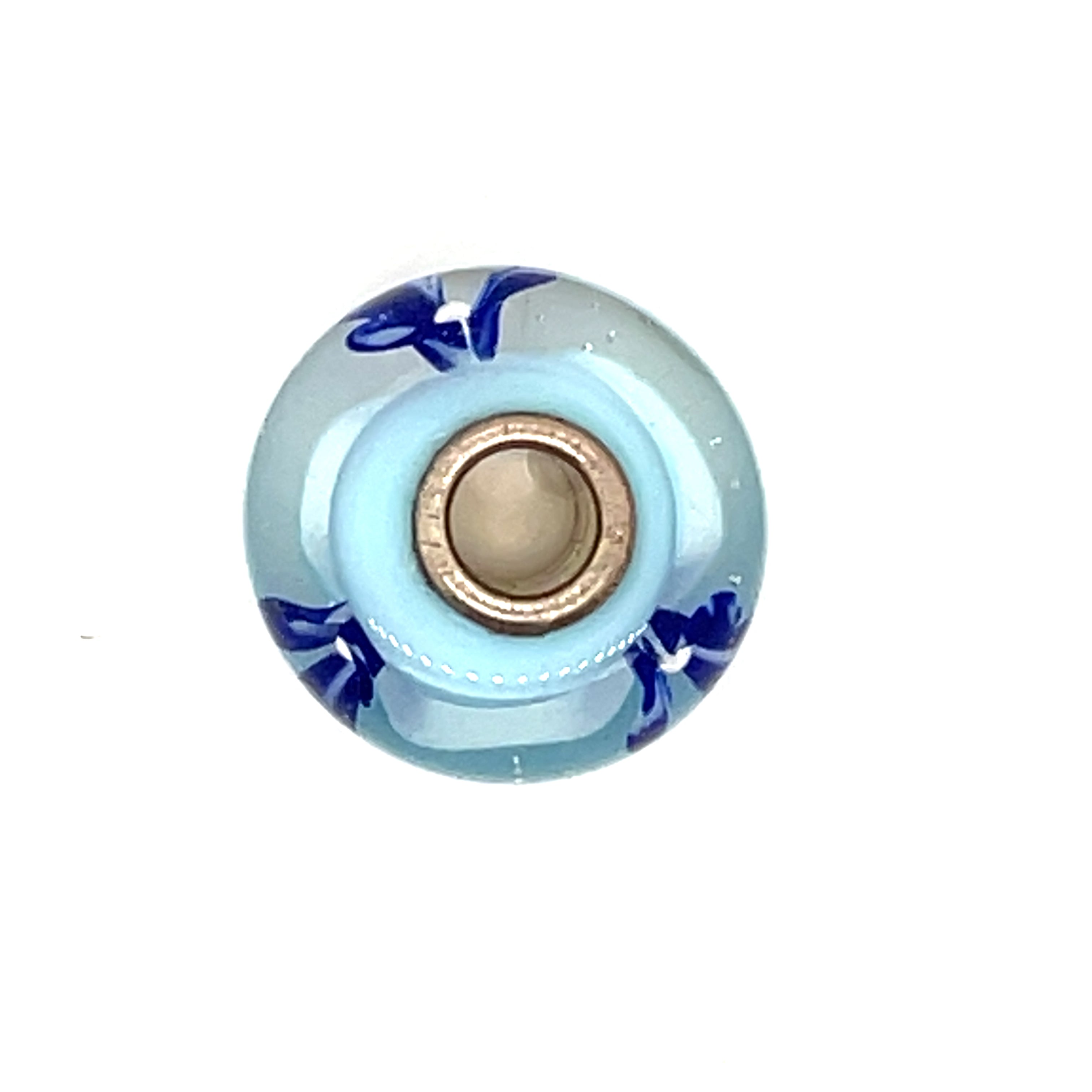 Trollbead Light Blue Flower Glass Bead