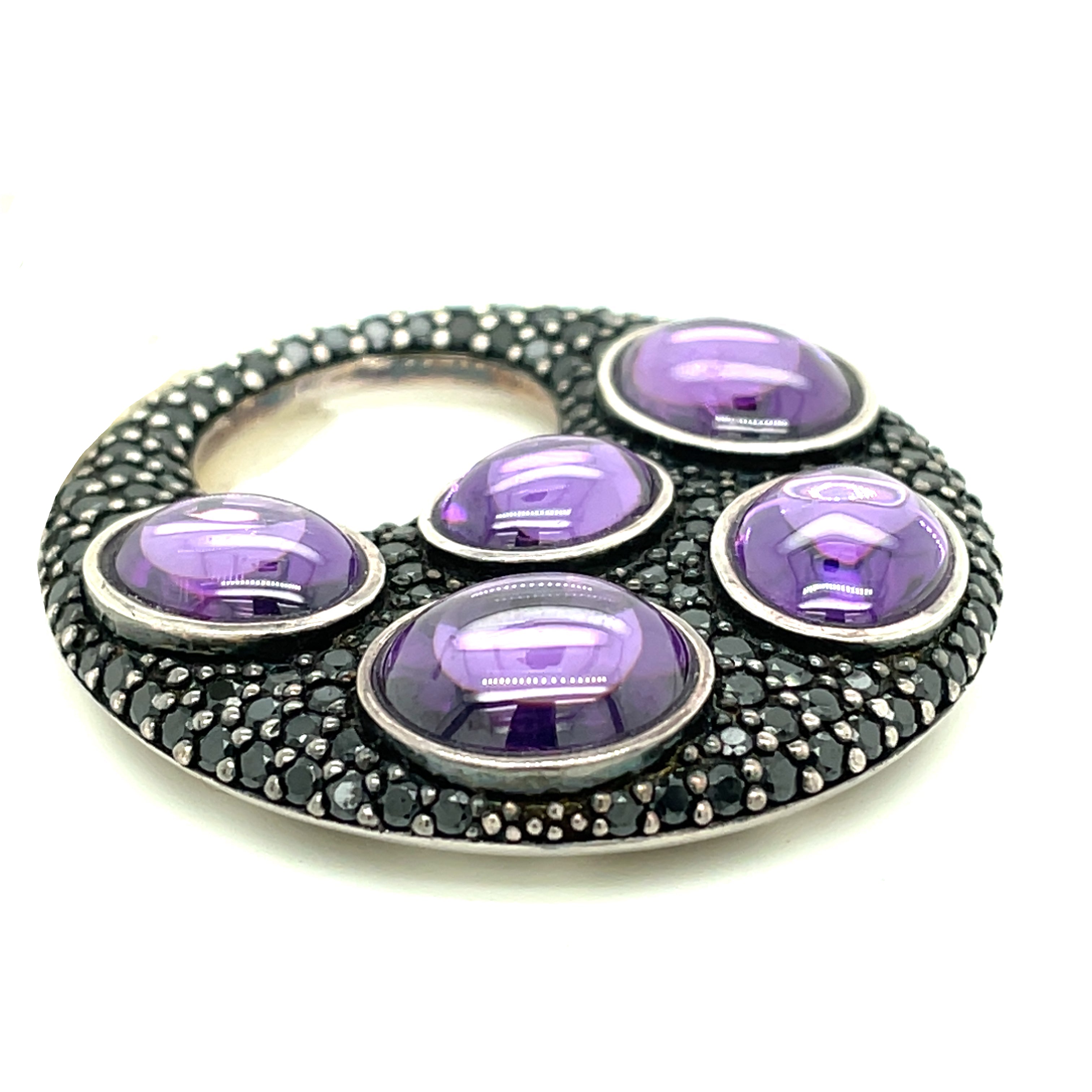 Thomas Sabo Large Purple Cabochon & Black Pave Pendant