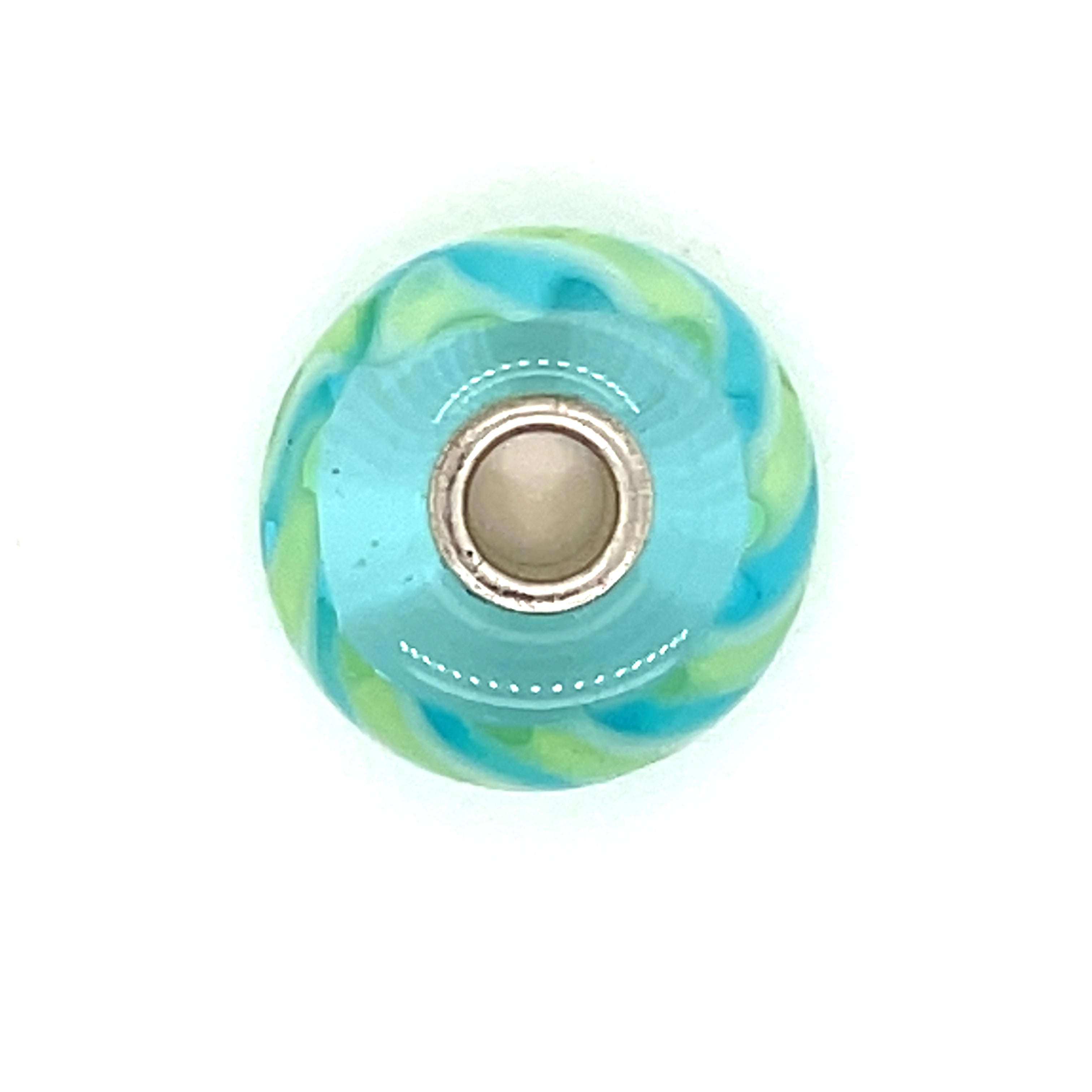 Trollbead Light Blue Braid Glass Bead