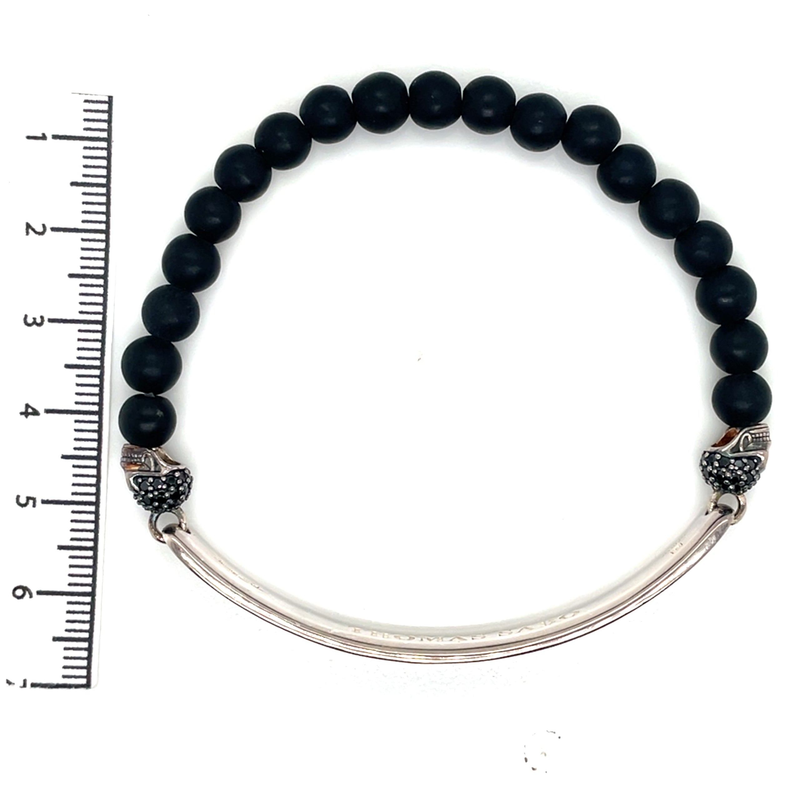 Thomas Sabo Unisex Silver Love Bridge Skull, Black Cubic Zirconia Bracelet