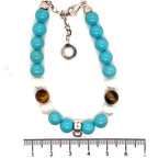 Thomas Sabo Charm Club Turquoise-Coloured Bead, Tigers Eye, and White Bead Bracelet