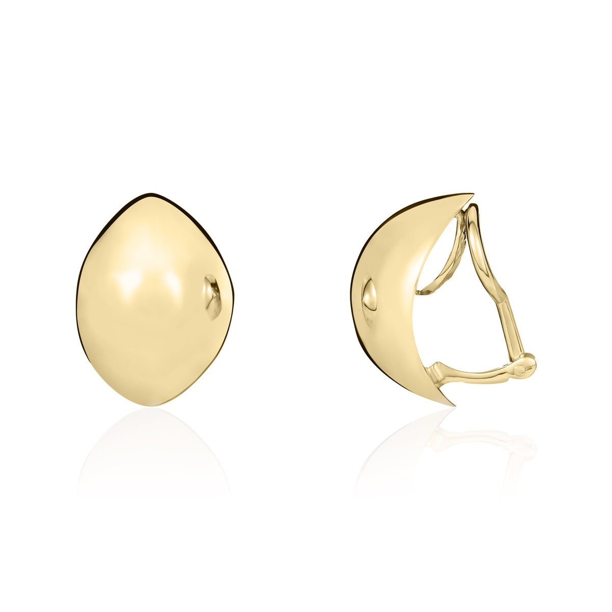 9ct Yellow Gold Polished Oval Domed Clip On Earrings