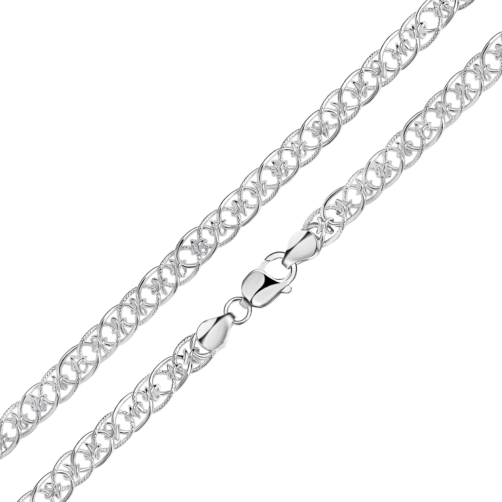 Silver Polished/Textured Oval with knot links 7.5"