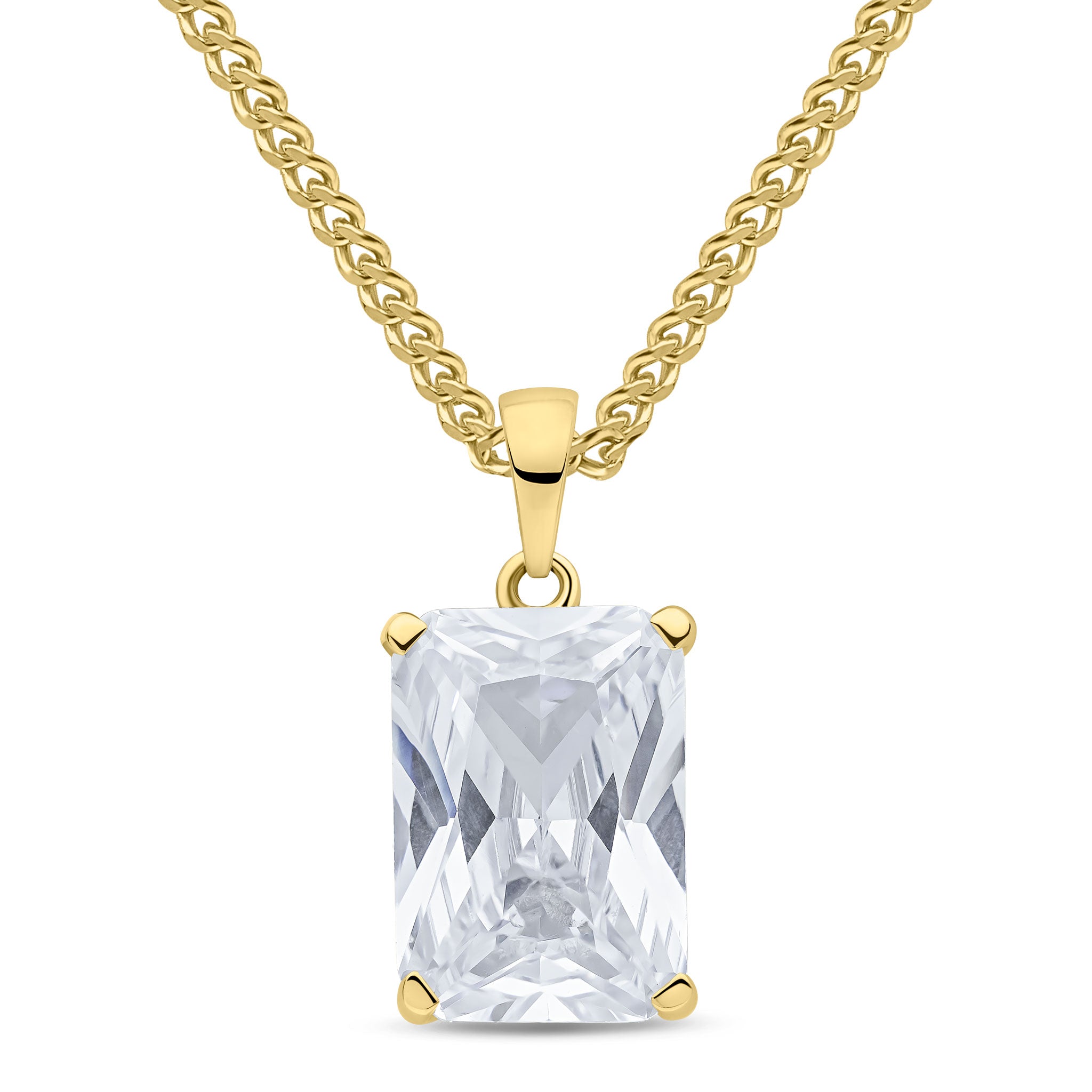 9ct Yellow Gold 14x10mm Octagon CZ Claw Set Pendant