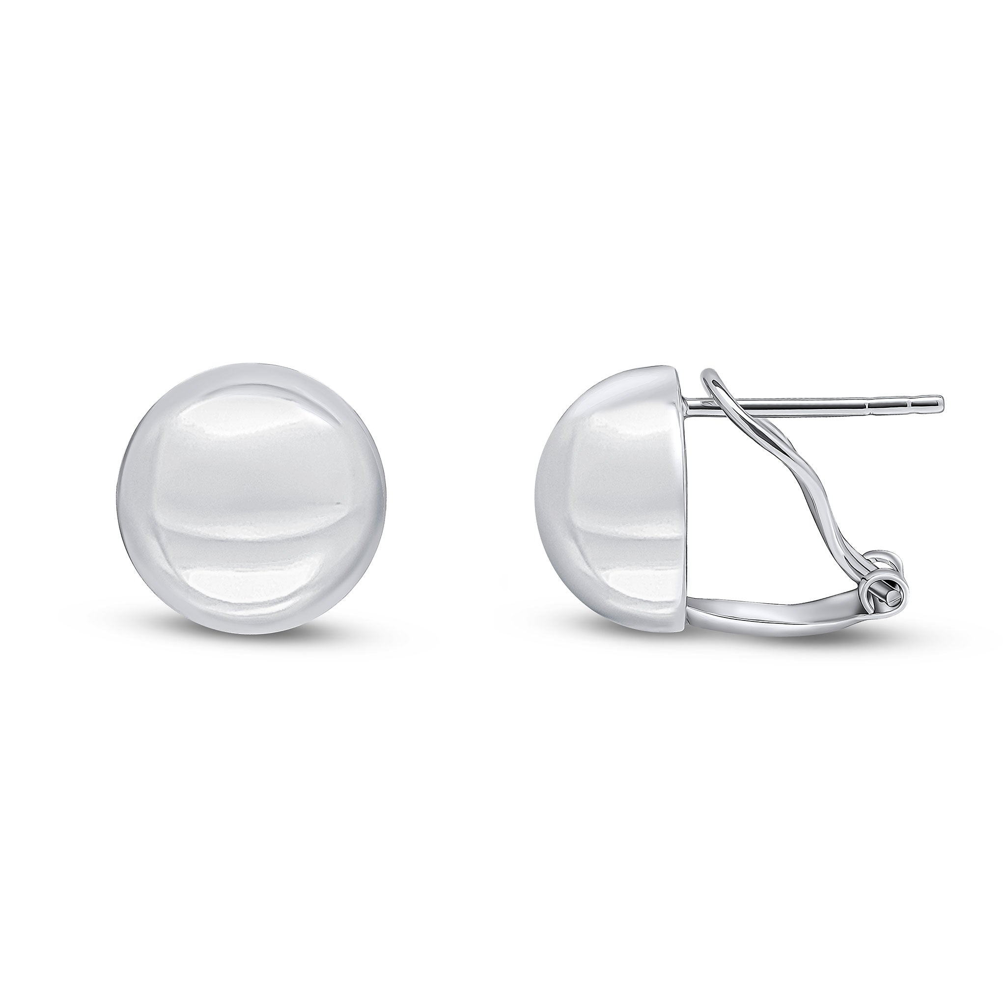 9ct white gold Polished Dome Peg & Clip Earrings