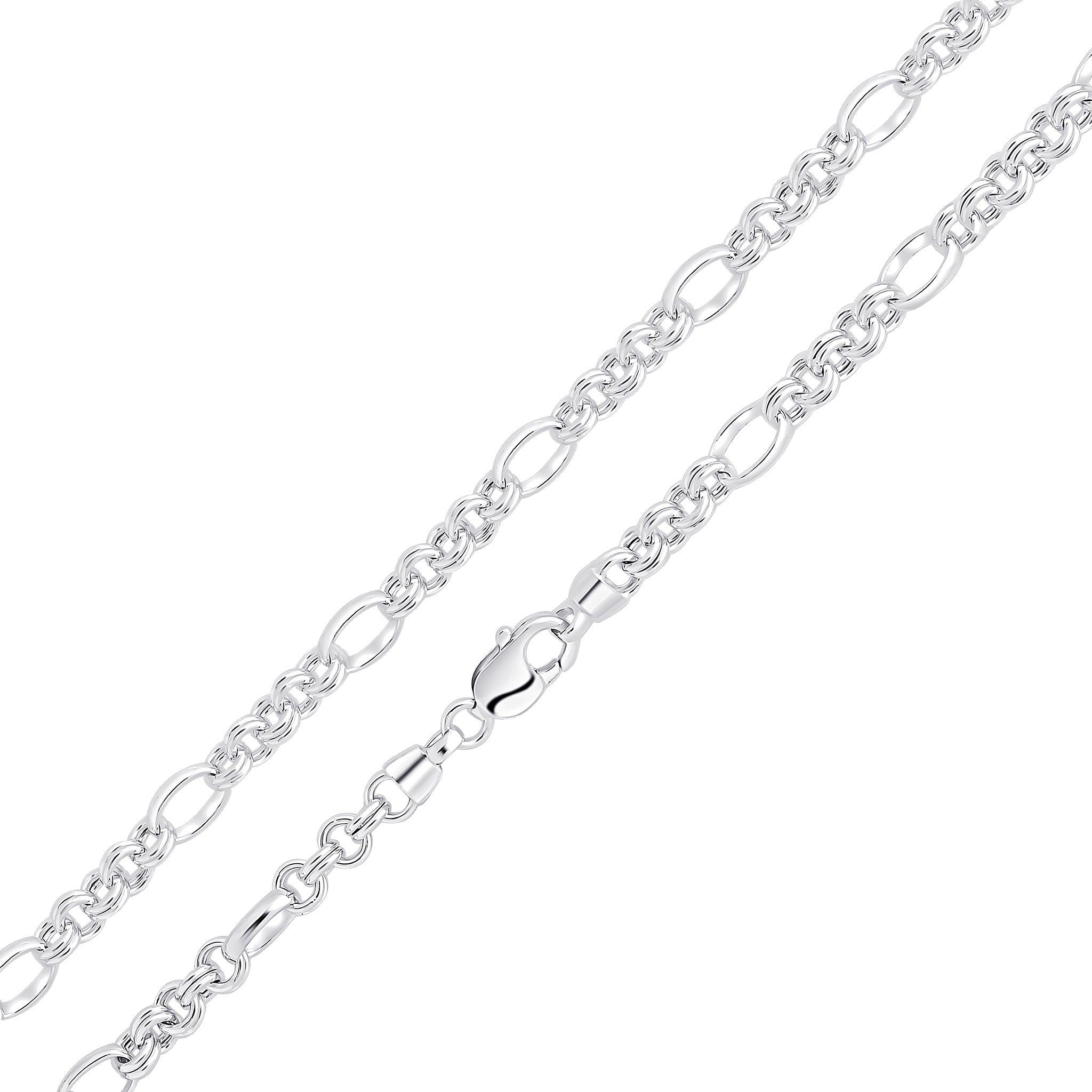 Silver 8.5mm Double Figaro Belcher Chain 1