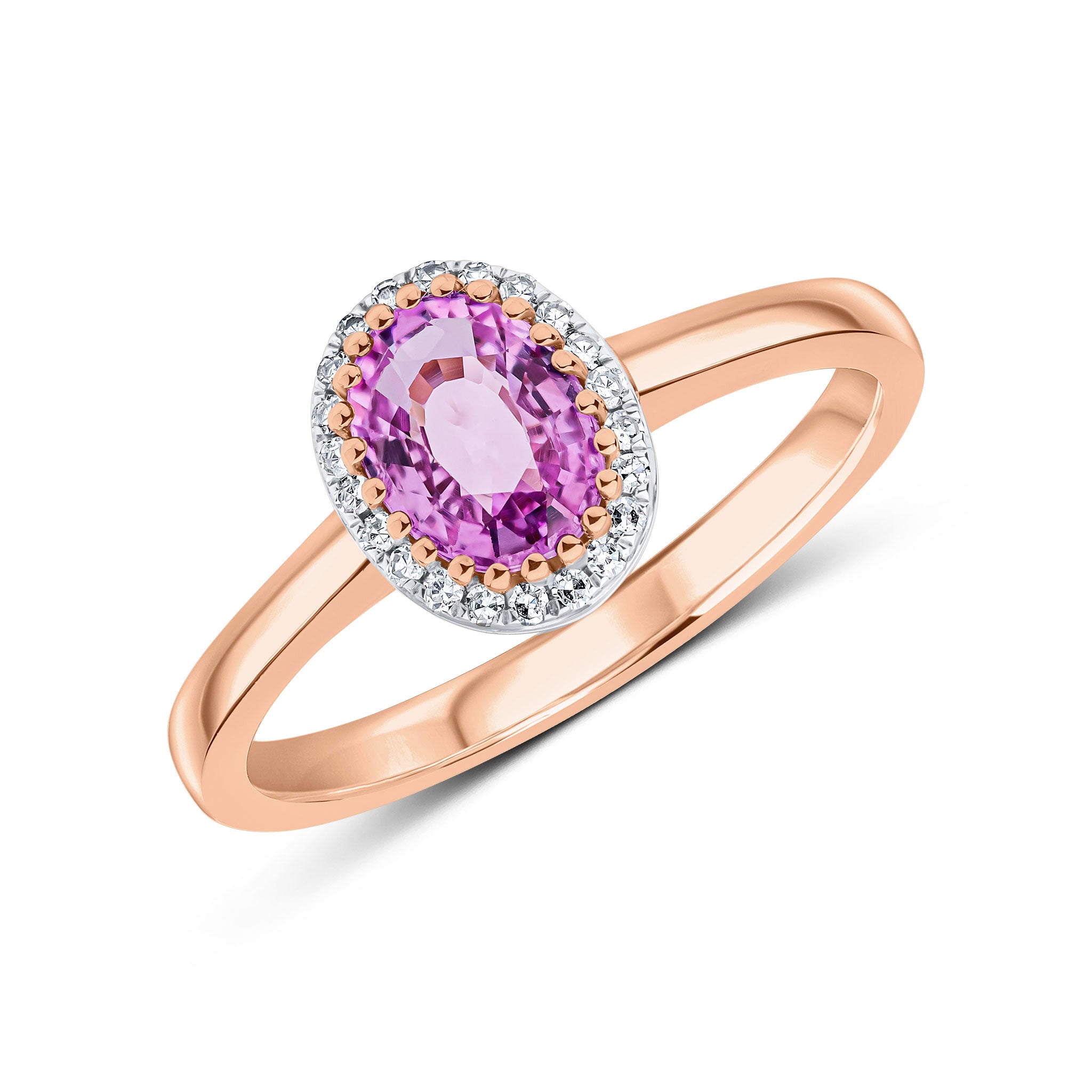 9RG 6X4 PINK SAPPHIRE & DIAMOND CLUSTER RING 1