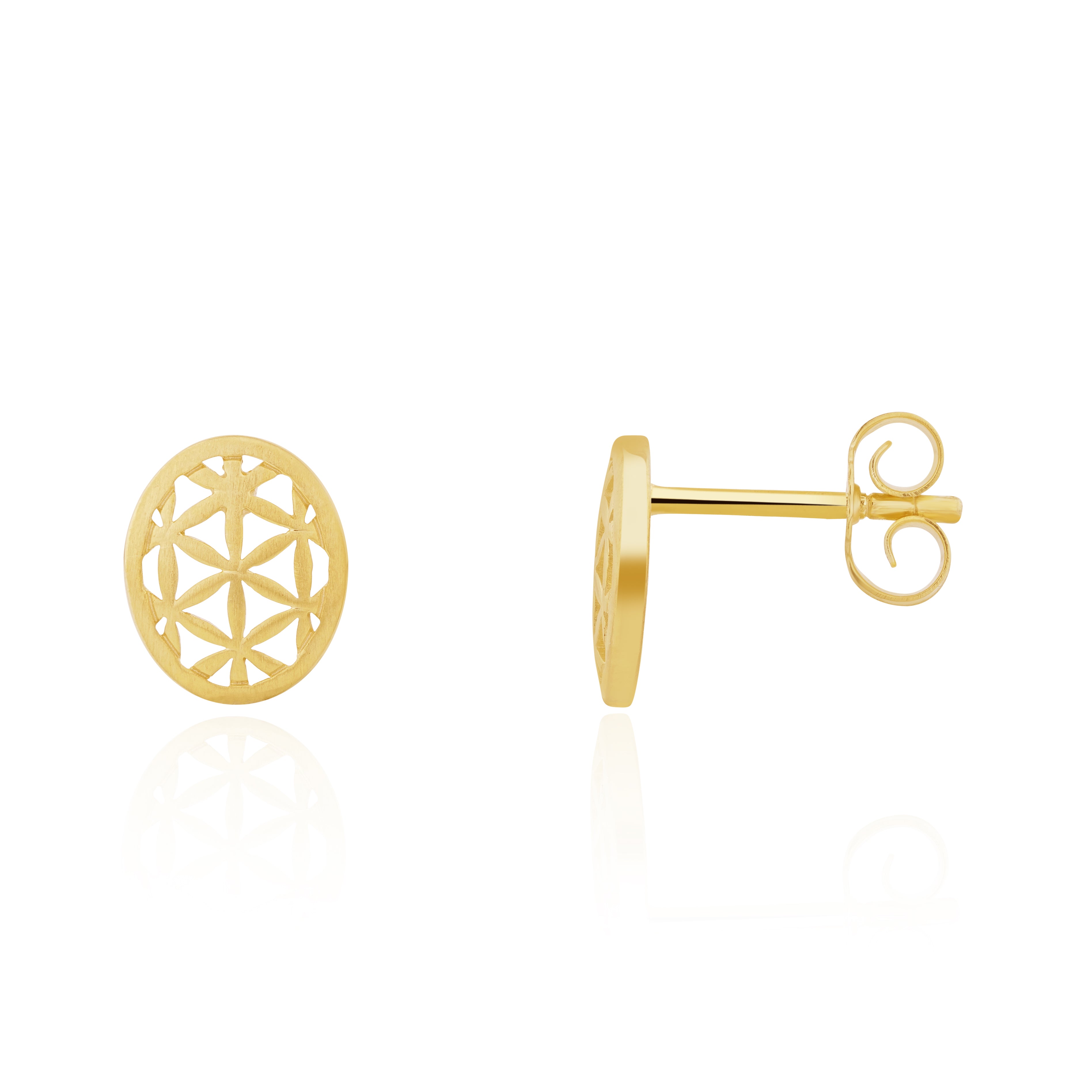 9ct Yellow Gold Oval Lattice Stud Earrings