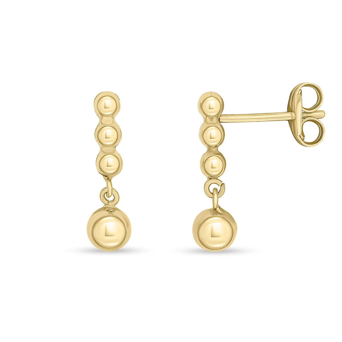 9ct Yellow Gold Polished Ball Design Drop Earrings