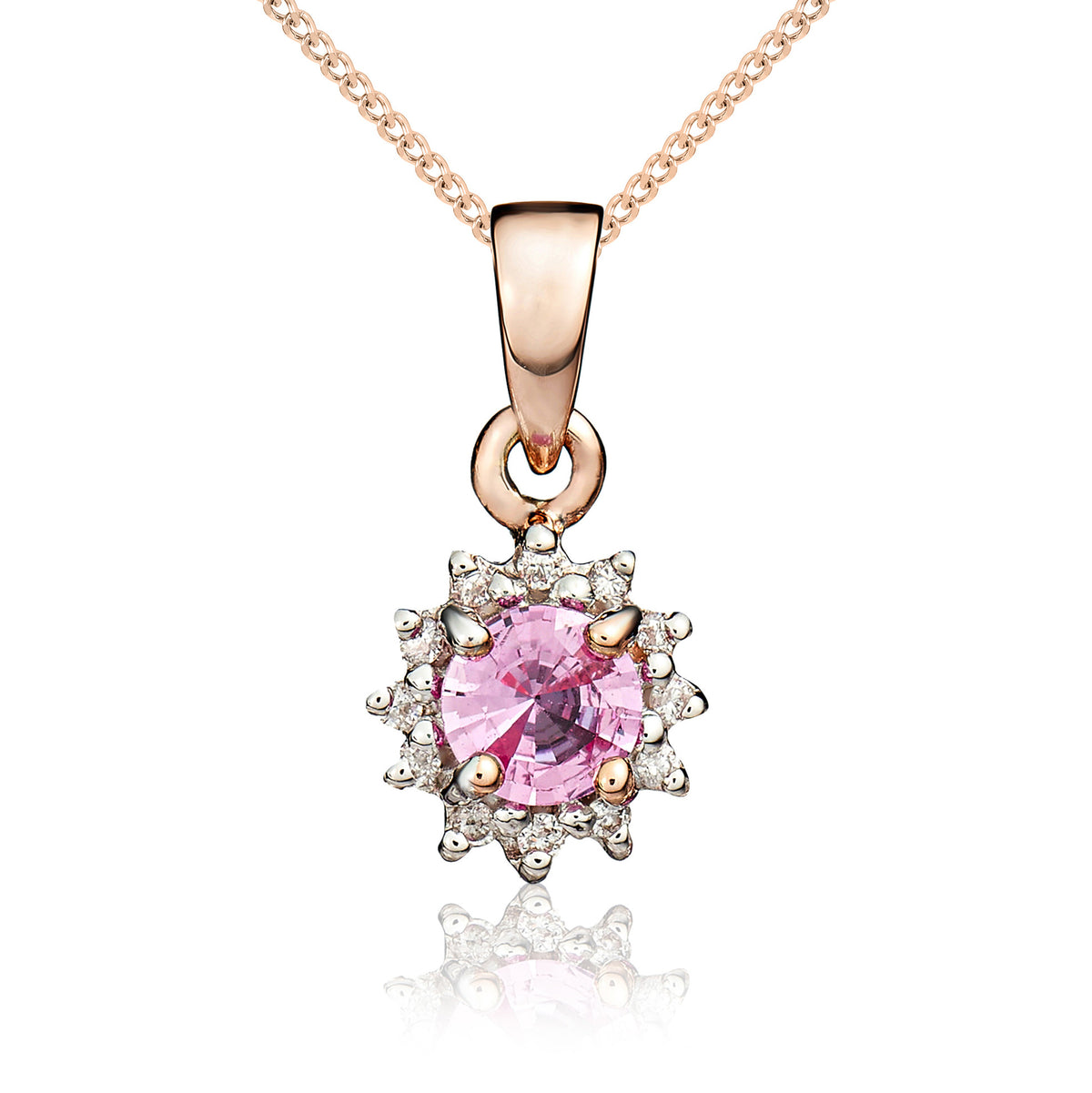 9ct Rose Gold Rd Pk Sap & Diamond Cluster P Stones Unavailable So Cannot Order