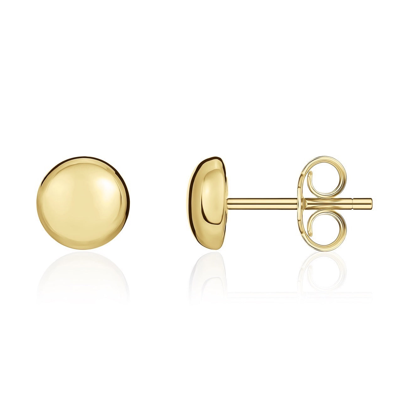 18ct Yellow Gold 8mm Polished Button Studs