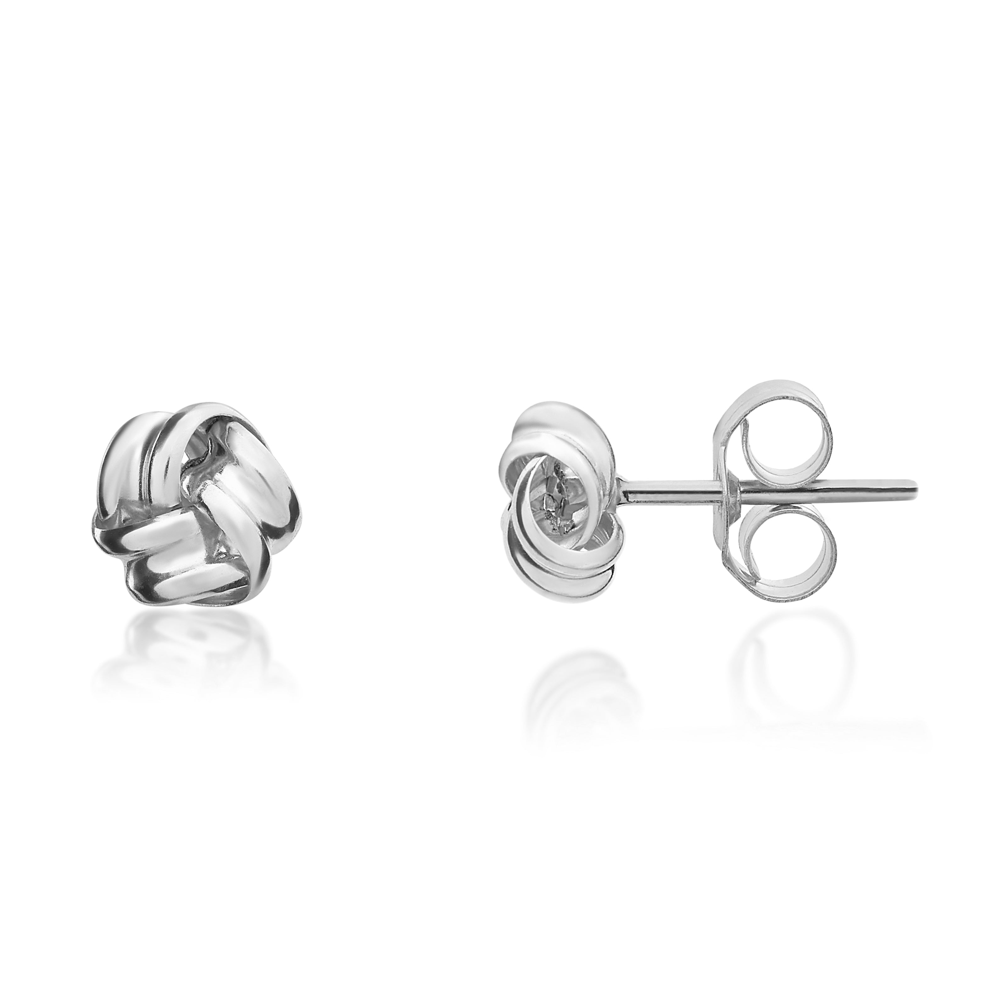 9ct White Gold Ribbon Knot Stud Earrings