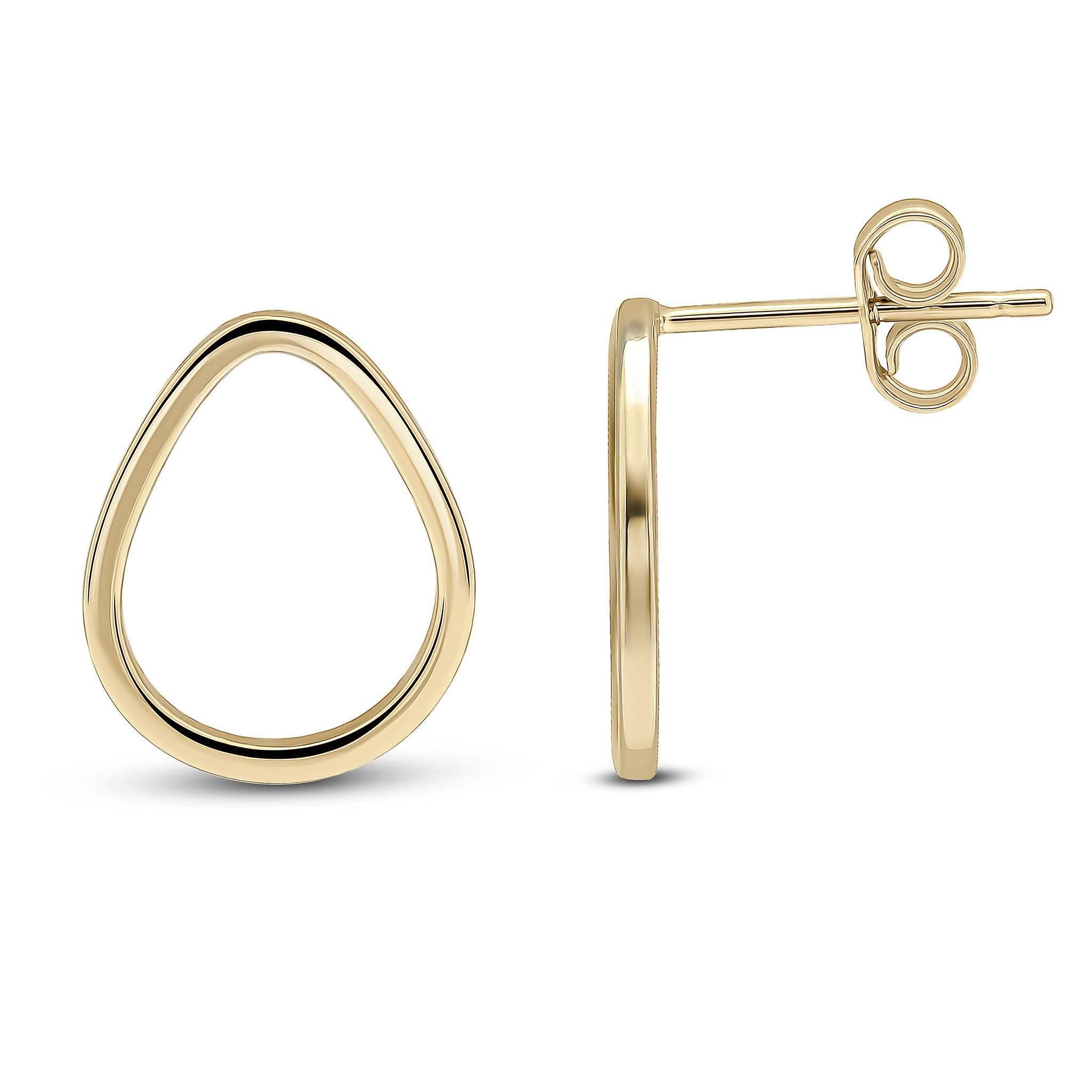9ct Yellow Gold Open Pear Shape Stud Earrings