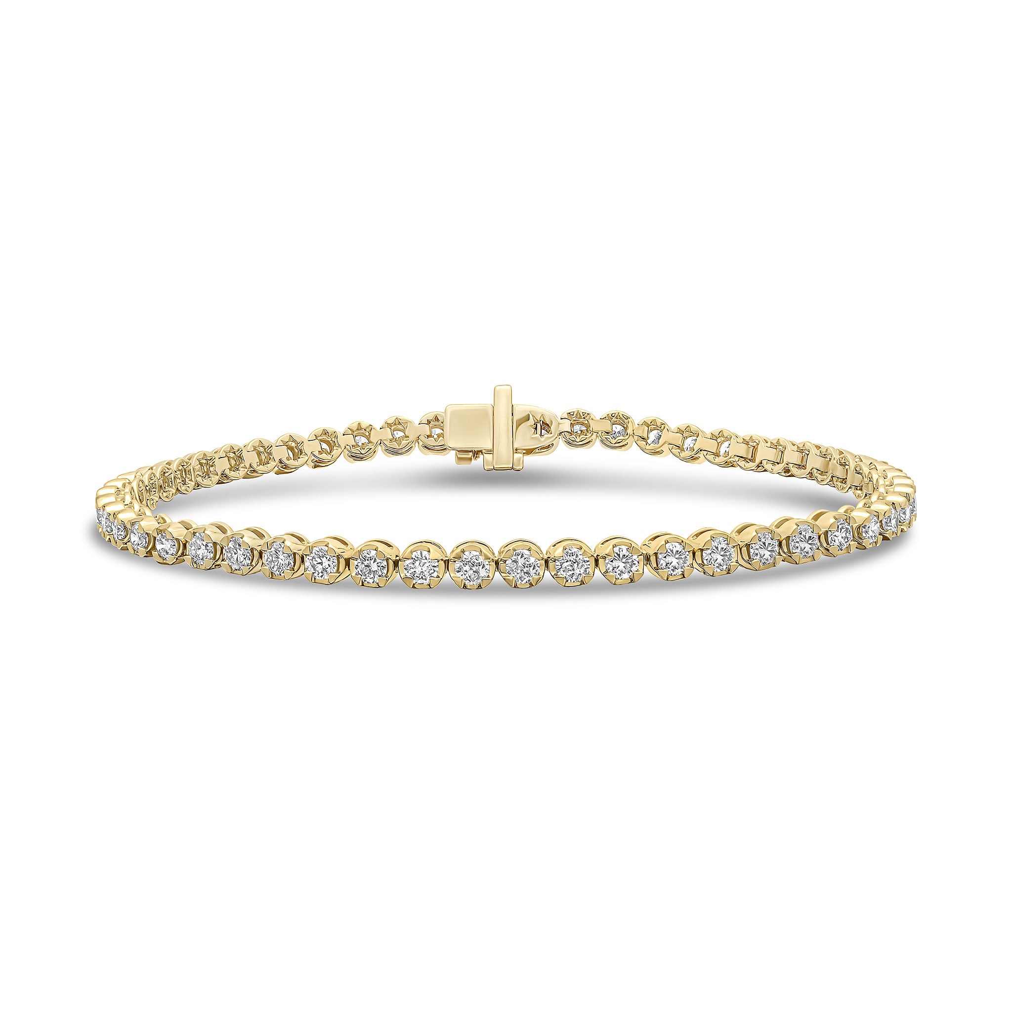 18ct Yellow Gold Brilliant Cut Diamond Claw Set Line Bracelet 3ct