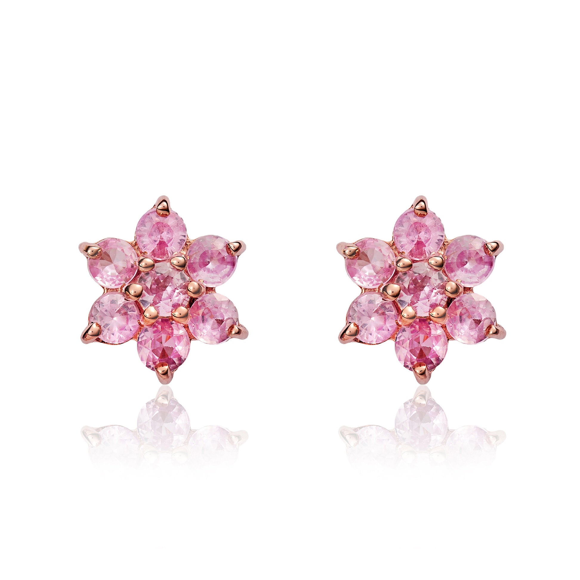 9ct Rose Gold Rd Pk Sap 6x1 Cluster Er