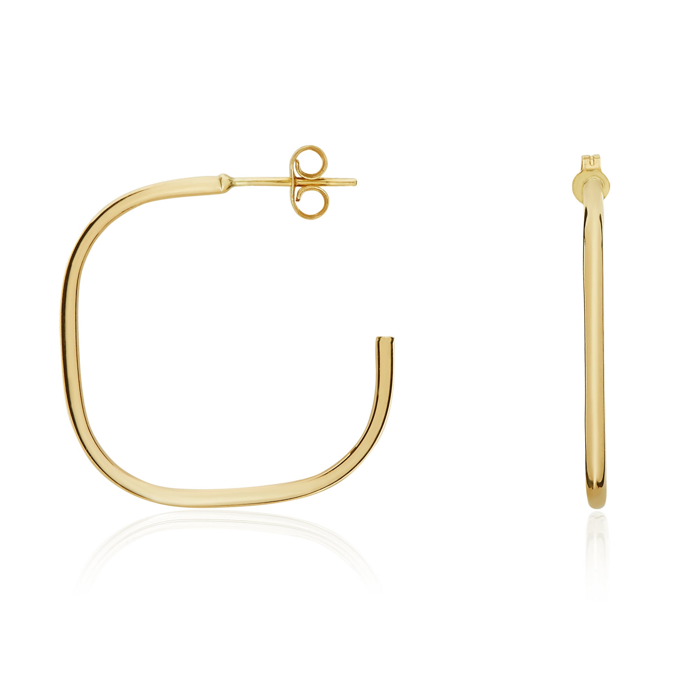 9ct yellow gold Round Tube Cushion Shape Hoop With Peg And Scroll